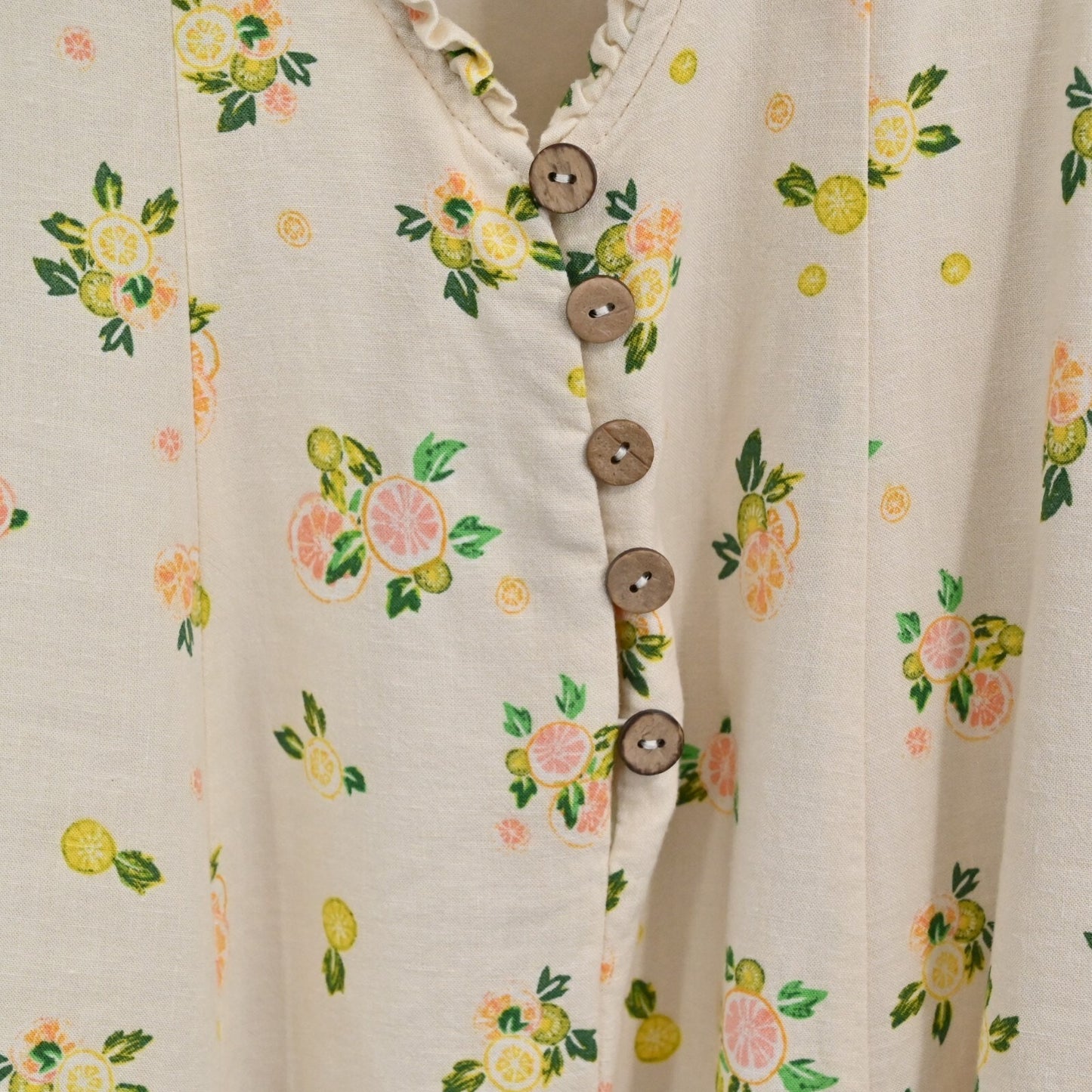 FREE PEOPLE Dress Size XS Like A Lady Citrus Printed Linen Blend Sleeveless Mini