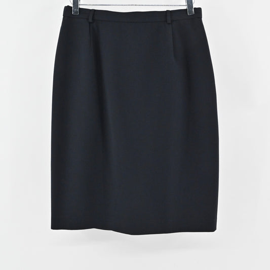Vtg ESCADA Skirt Size 40 Classic Black Wool Straight Pencil Back Vent Slit Retro