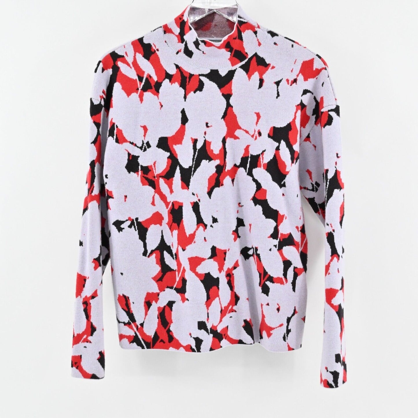 ANTHROPOLOGIE Sweater Womens Size S Lizzie Mock Neck Floral Knit Long Sleeve Top