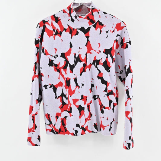 ANTHROPOLOGIE Sweater Womens Size S Lizzie Mock Neck Floral Knit Long Sleeve Top