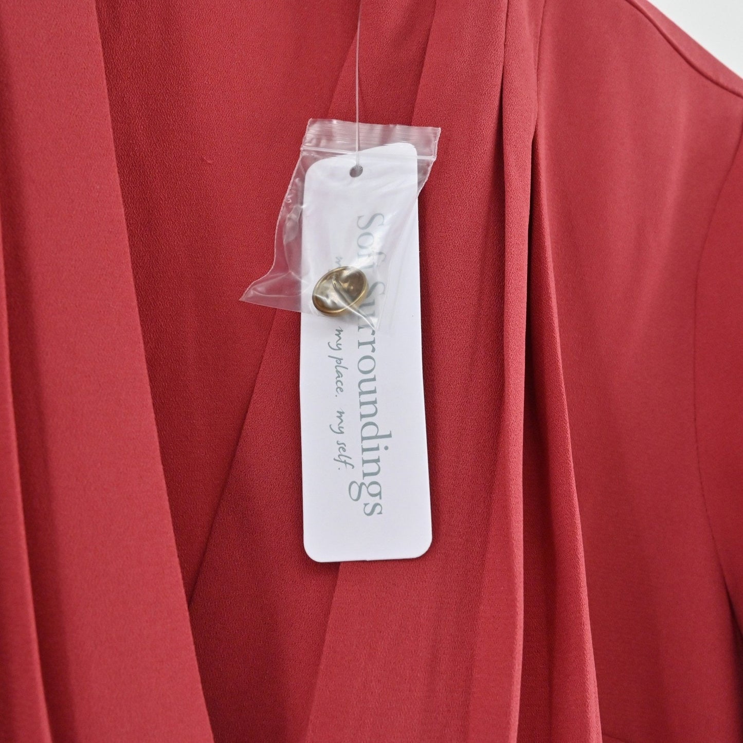 Soft Surroundings Akira Pleated Top Womens Size S Garnet Red Long Sleeve Blouse