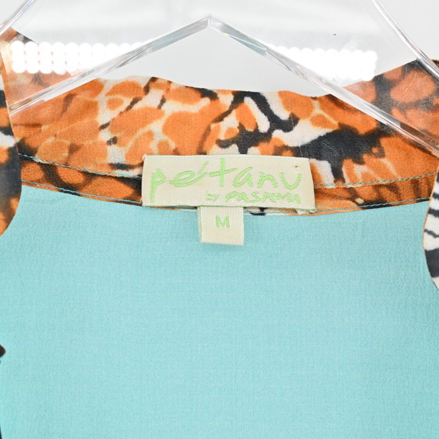 PETANU by PASHMA Top Womens Size M Silk Beaded Tunic Multicolor Floral Relaxed