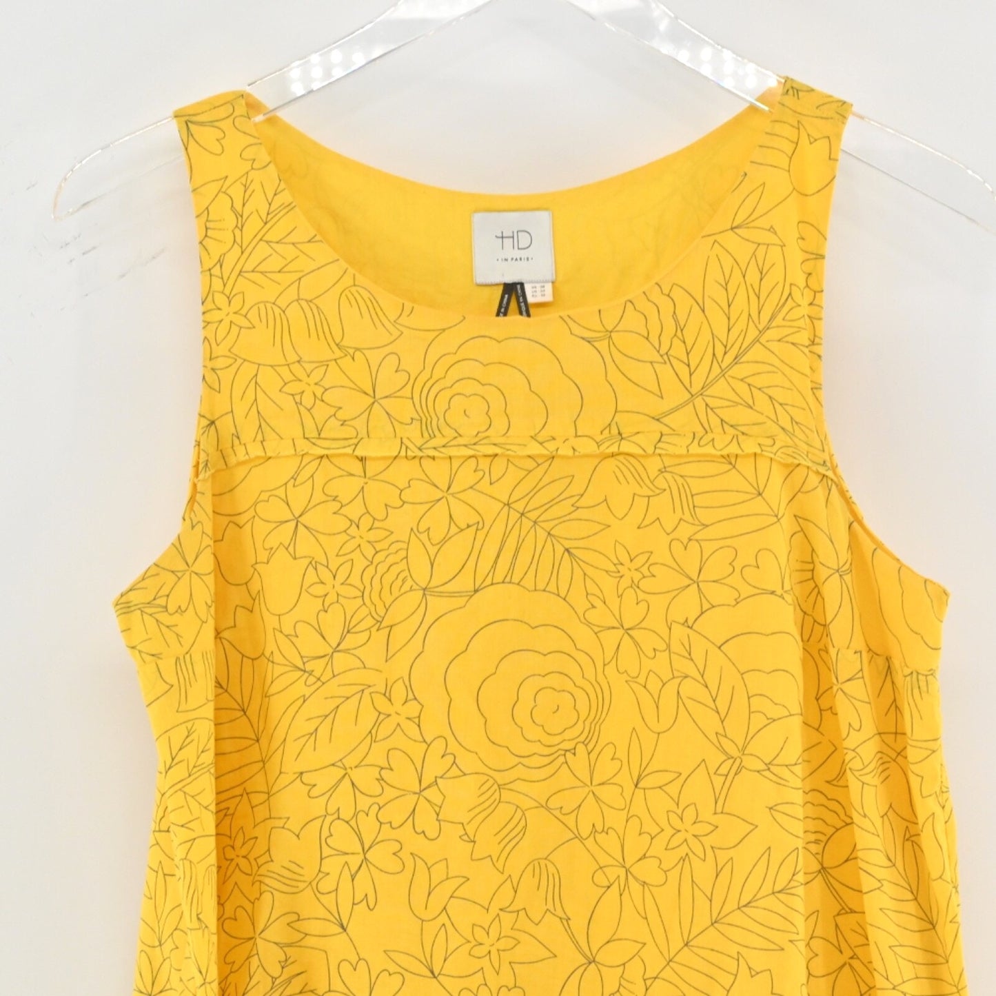 Anthropologie Womens Yellow Floral Dress Sz 4 HD IN PARIS Sun Soaked Tank Cotton