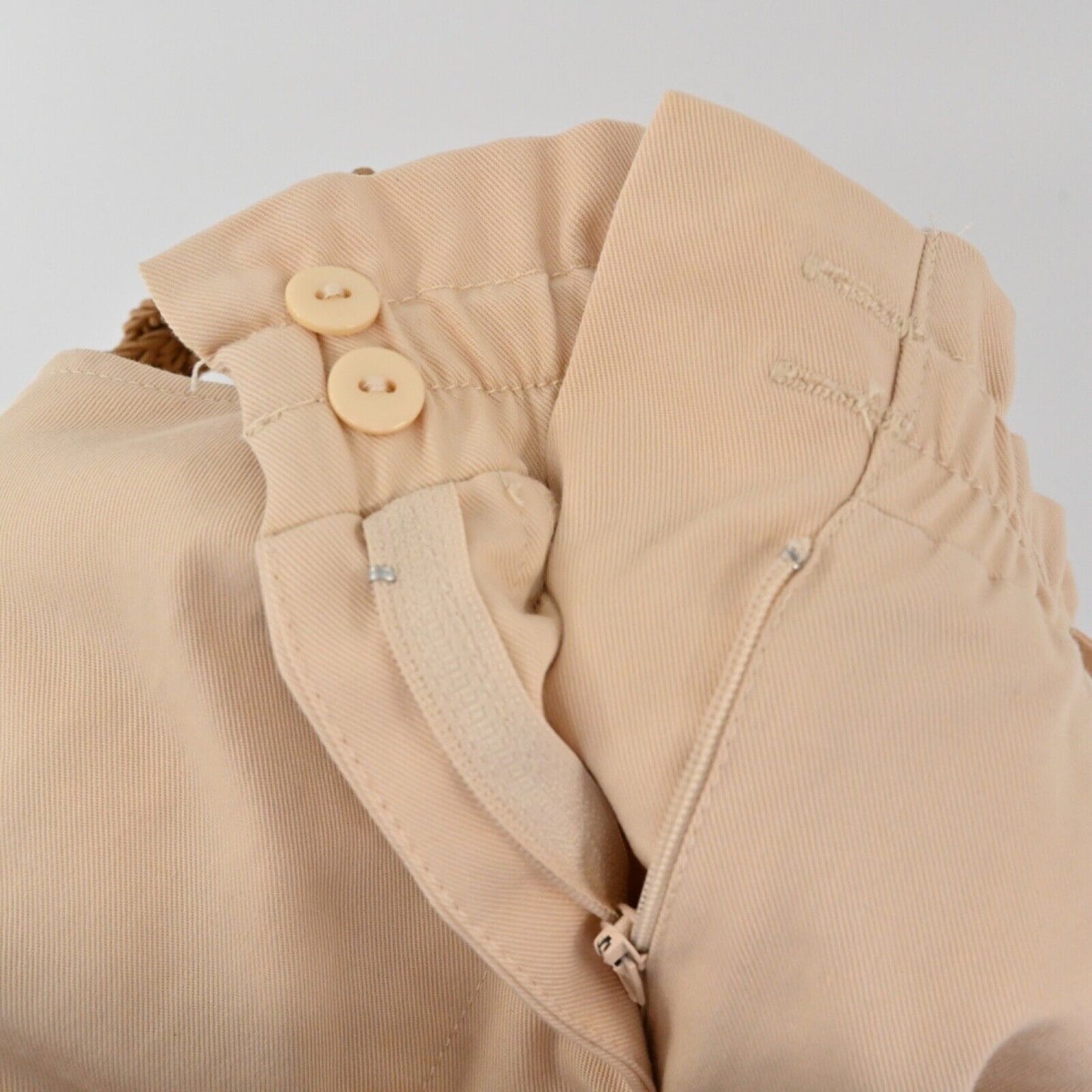 ZARA Pants Womens Sz XL Peach Cotton Blend High Rise Paperbag Braided Belt NEW
