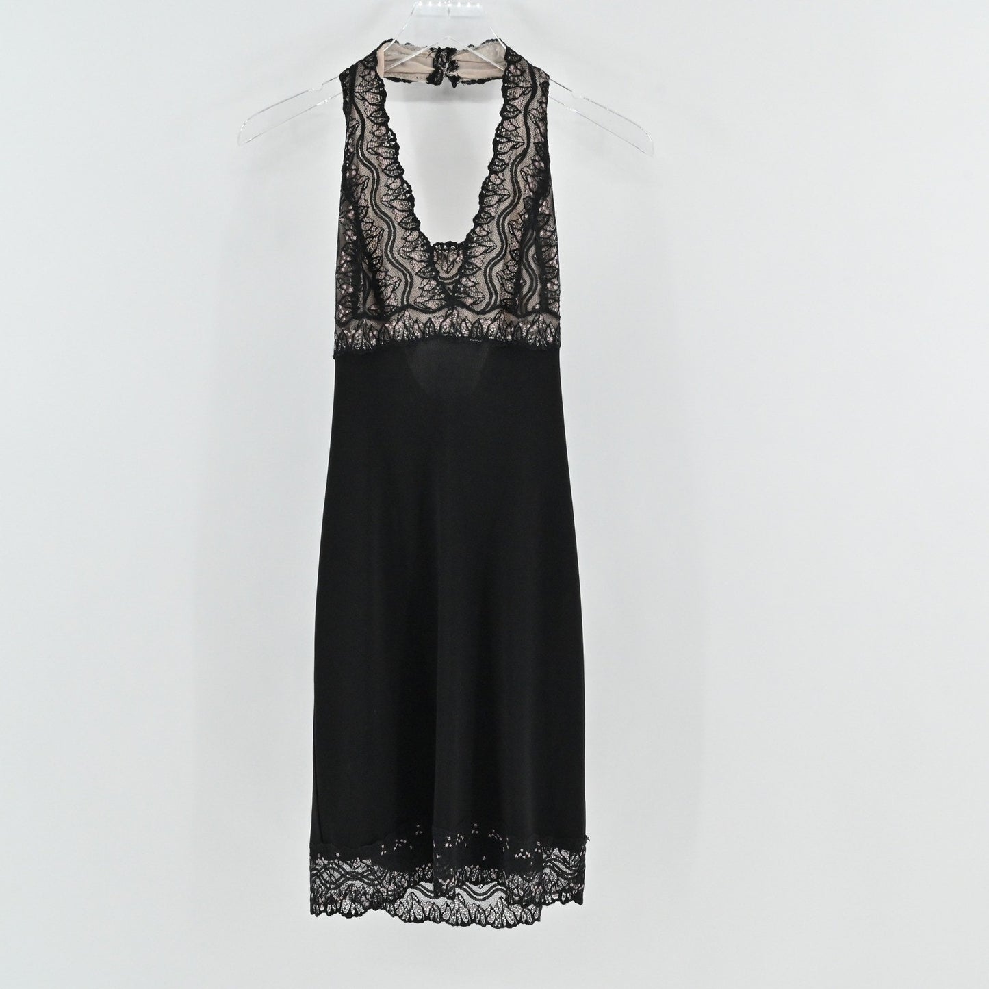 Vtg Y2k Nicole Miller Lace Dress Size 0 Whimsygoth Dark Romantic Black Halter