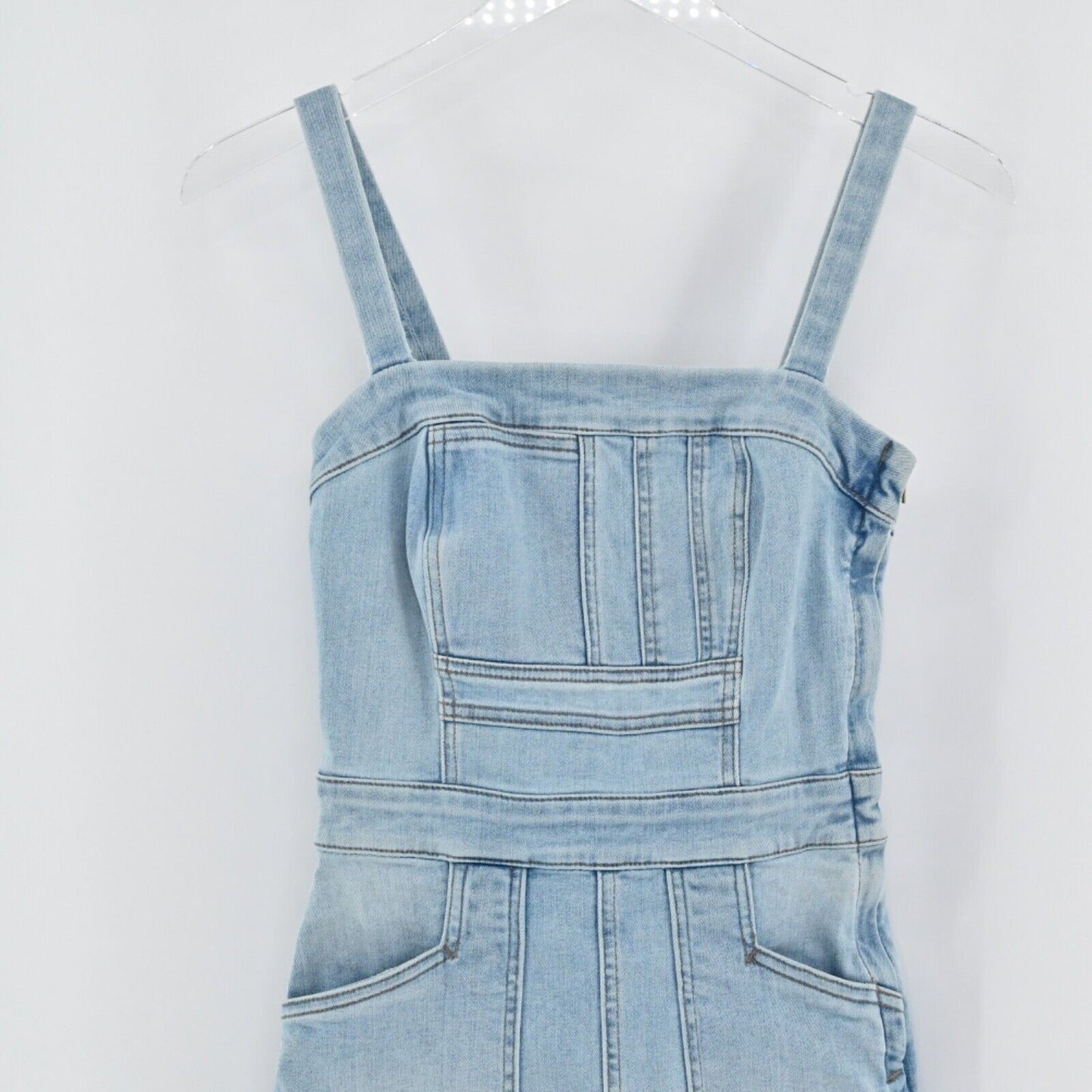 MOTHER Dress Womens Size 24 The Pocket Hustler Denim Overall Cotton Stretch