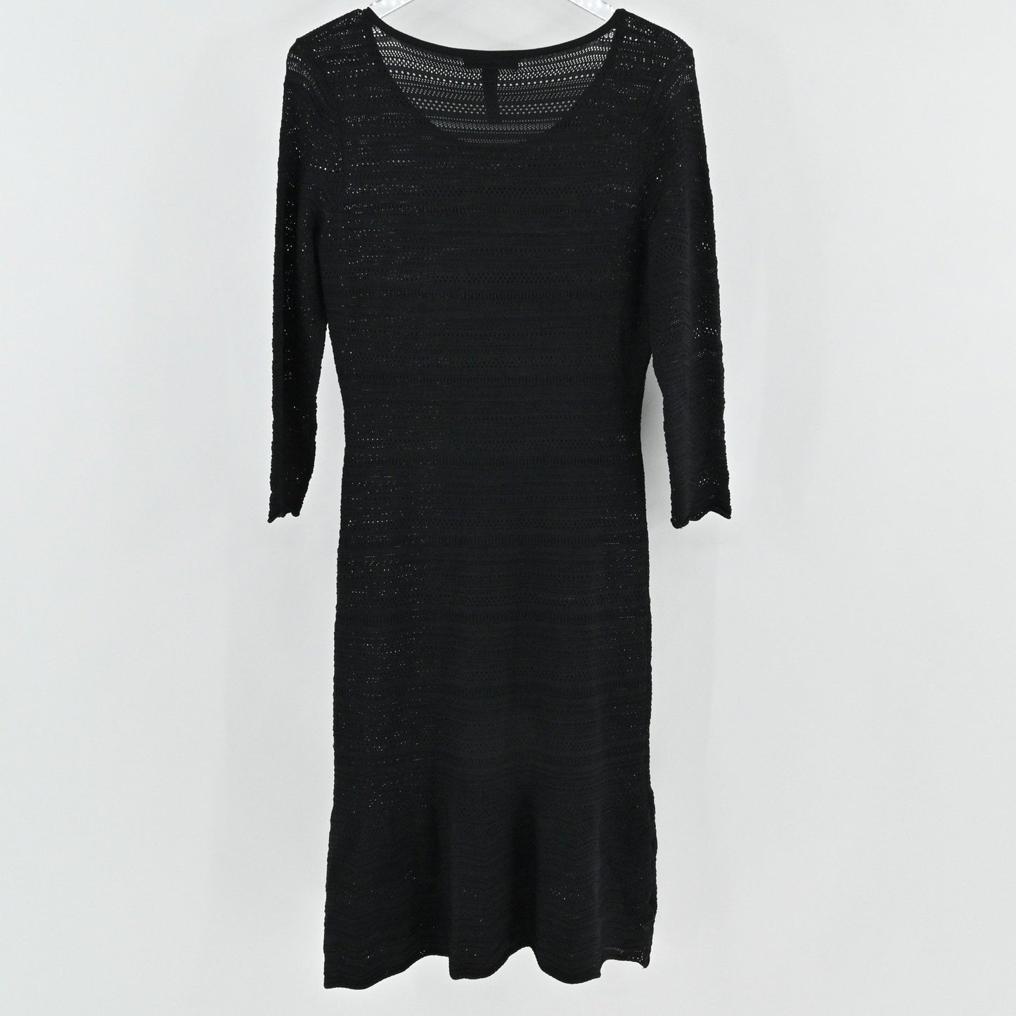 Ralph Lauren Crochet Knit Midi Dress Size M Black Long Sleeve Dark Romantic Boho