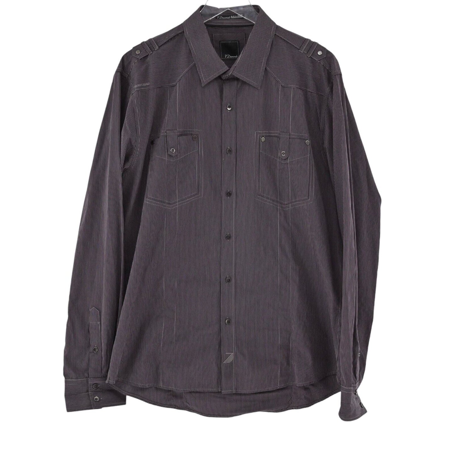 7 DIAMONDS Shirt Mens Sz XL Casual Stripe Long Sleeve Button Down Front Pockets