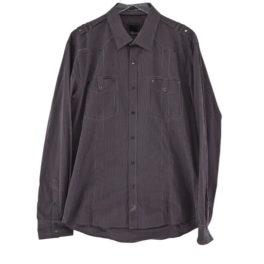 7 DIAMONDS Shirt Mens Sz XL Casual Stripe Long Sleeve Button Down Front Pockets