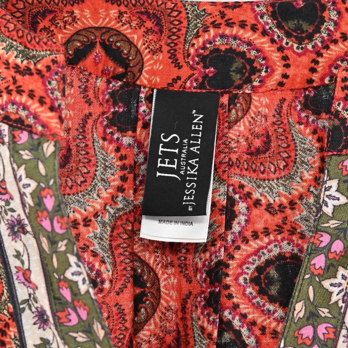 Jets Australia Dress Sz 6 Red Medallion Cover Up Tunic Shift Mini Boho Festival