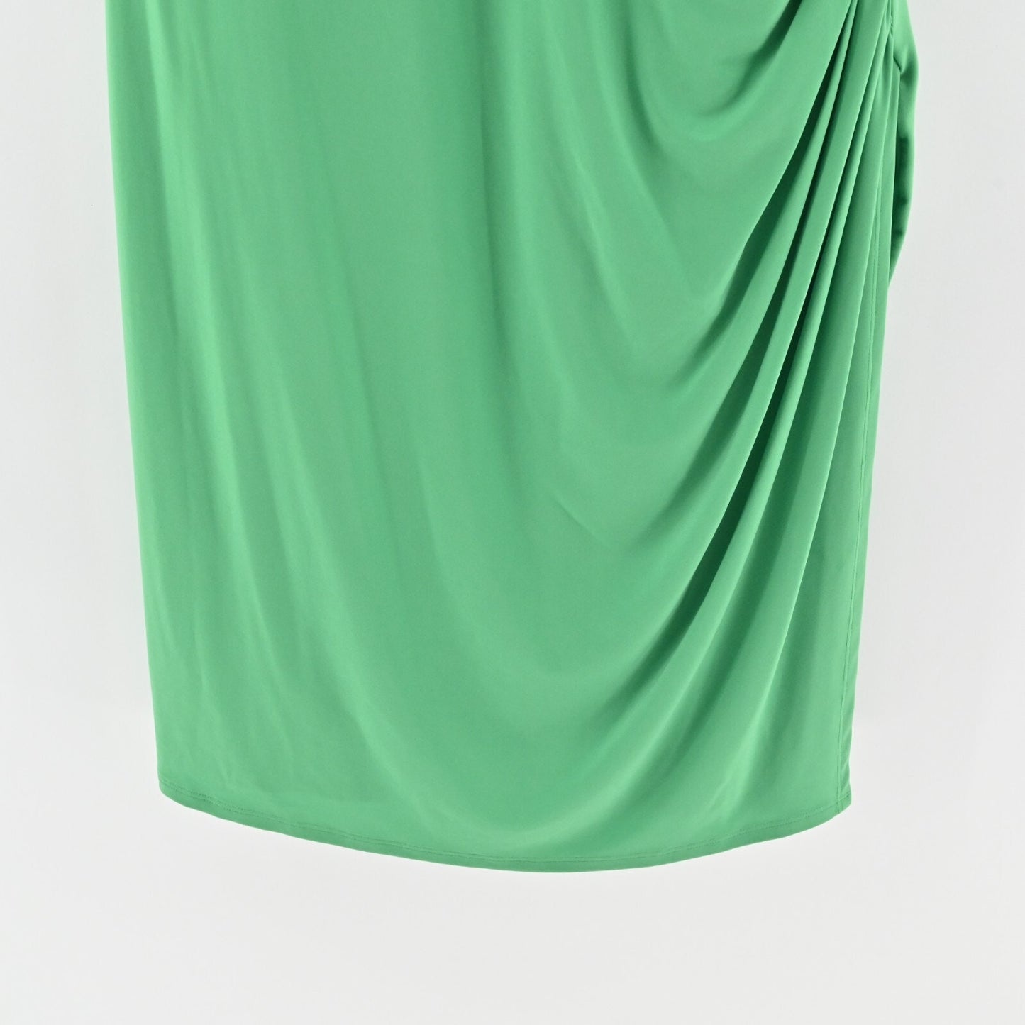 LAUREN RALPH LAUREN Dress Size 20W Solid Green VNeck Ruched Jersey Stretch LRL
