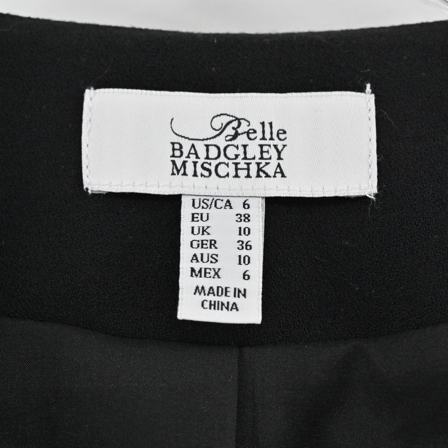 Badgley Mischka Beaded Jacket Size 6 Black Embellished Elegant Quiet Luxury Chic