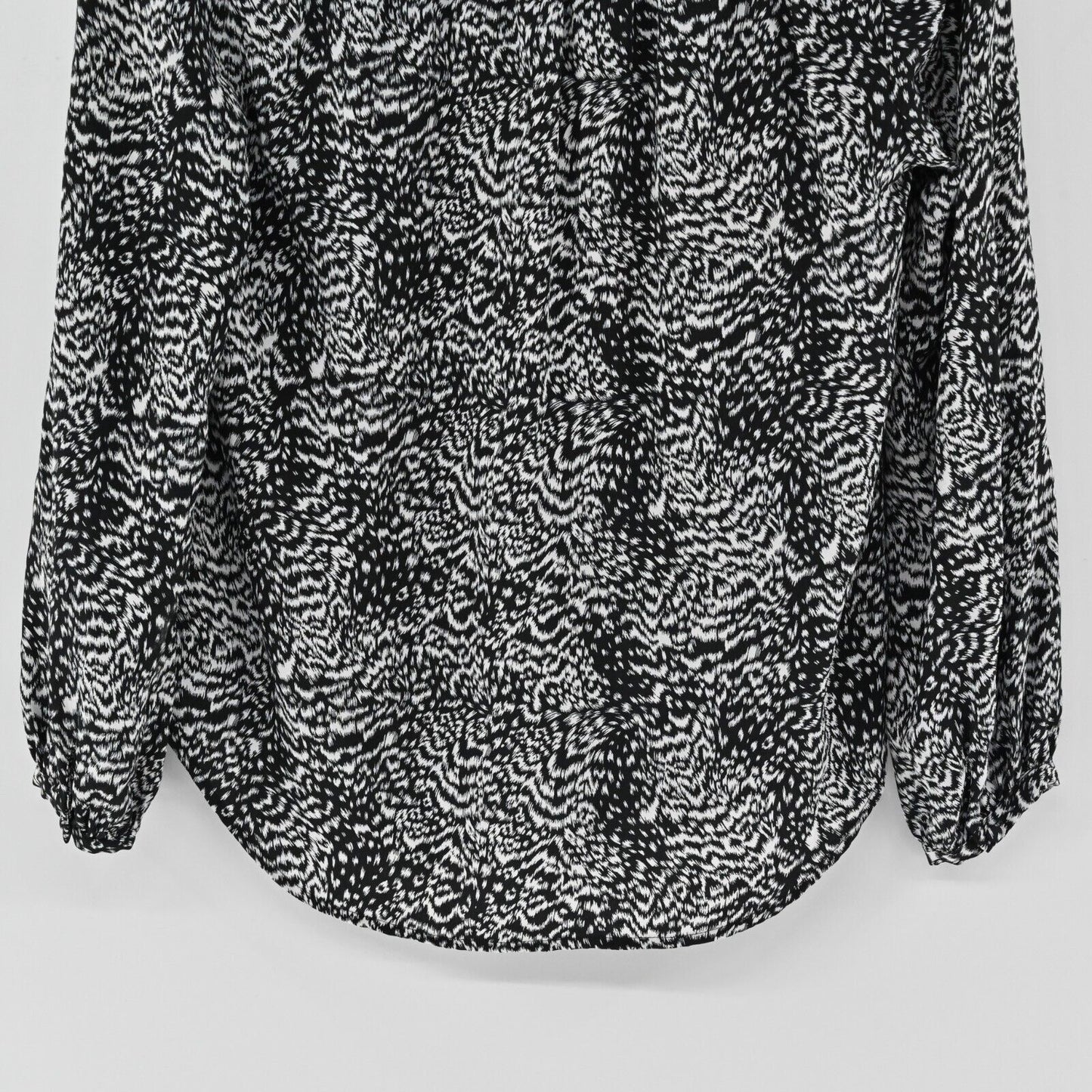 JOIE Top Womens Sz S Padma Silk Brushstroke Animal Print Long Sleeve Black White