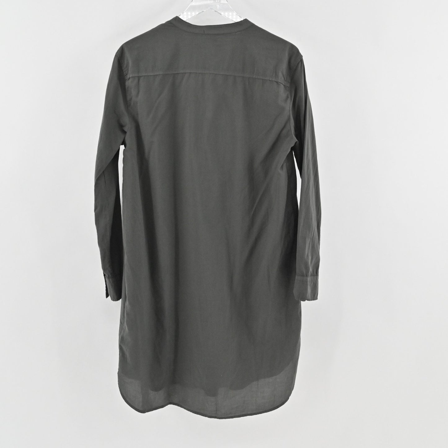 James Perse Gray Shirt Dress Size L Long Sleeve Mandarin Collar Button Lagenlook