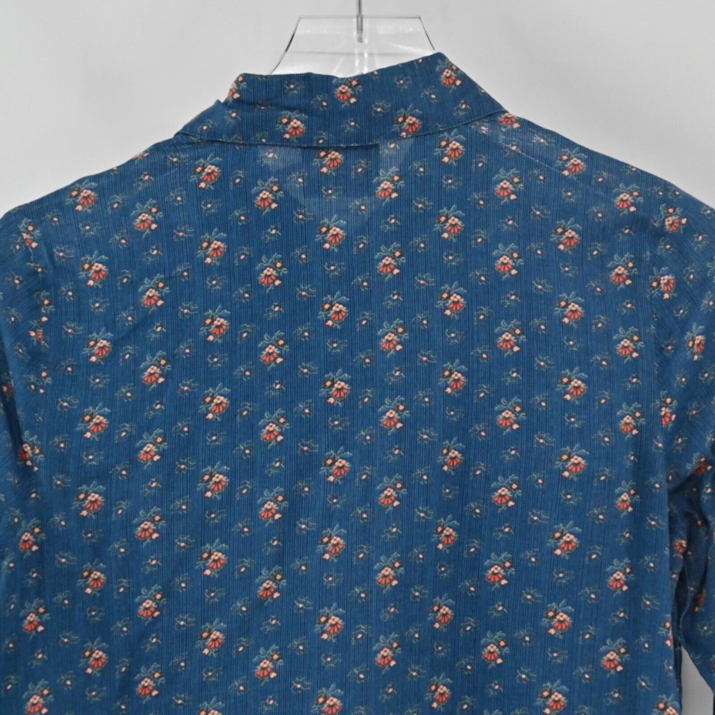 Vtg JUICY COUTURE Top Womens Size 6 Blue Floral Cotton Long Sleeve Button Up 00s
