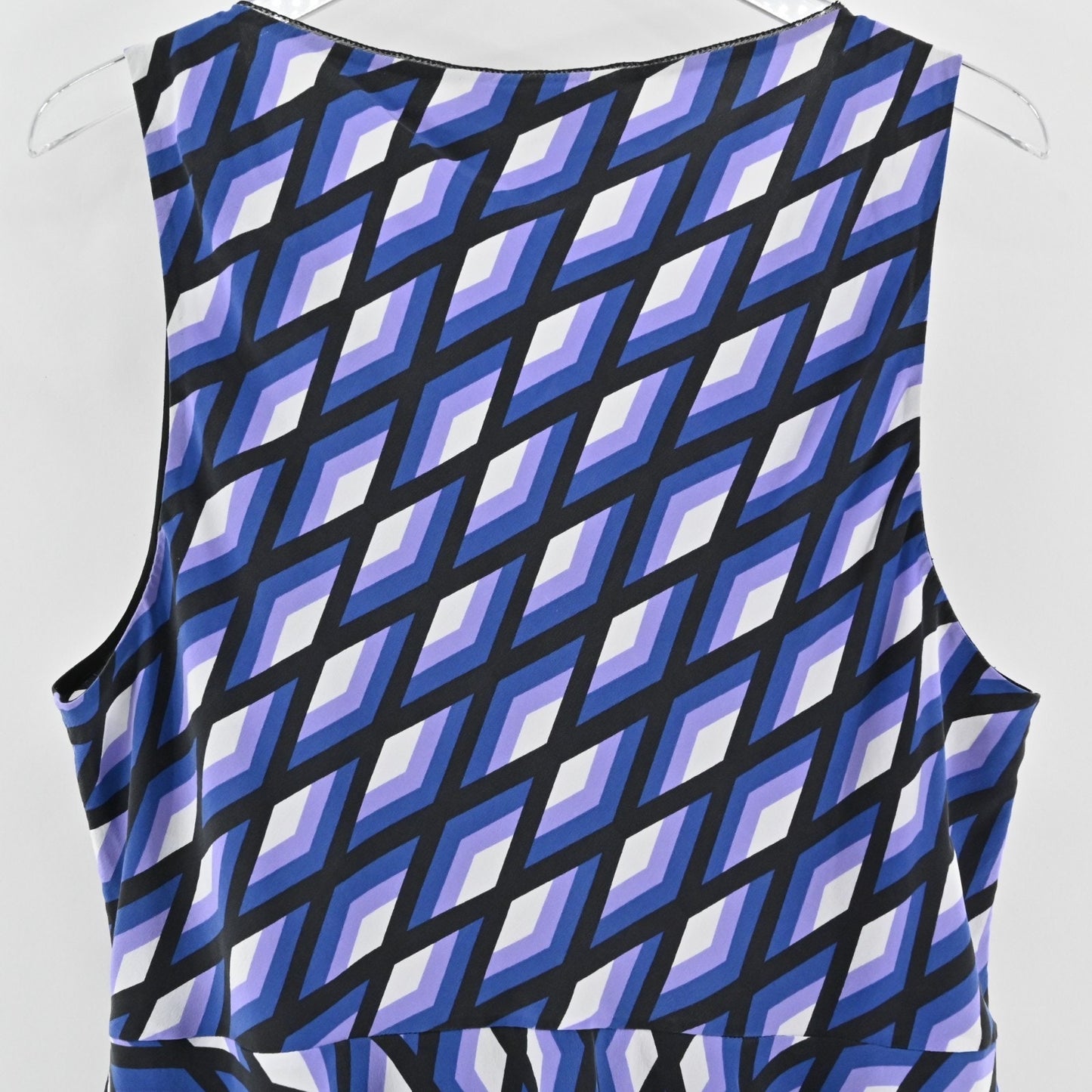 Diane Von Furstenberg Womens Mercer Silk Top Size XL Blue Geometric Sleeveless