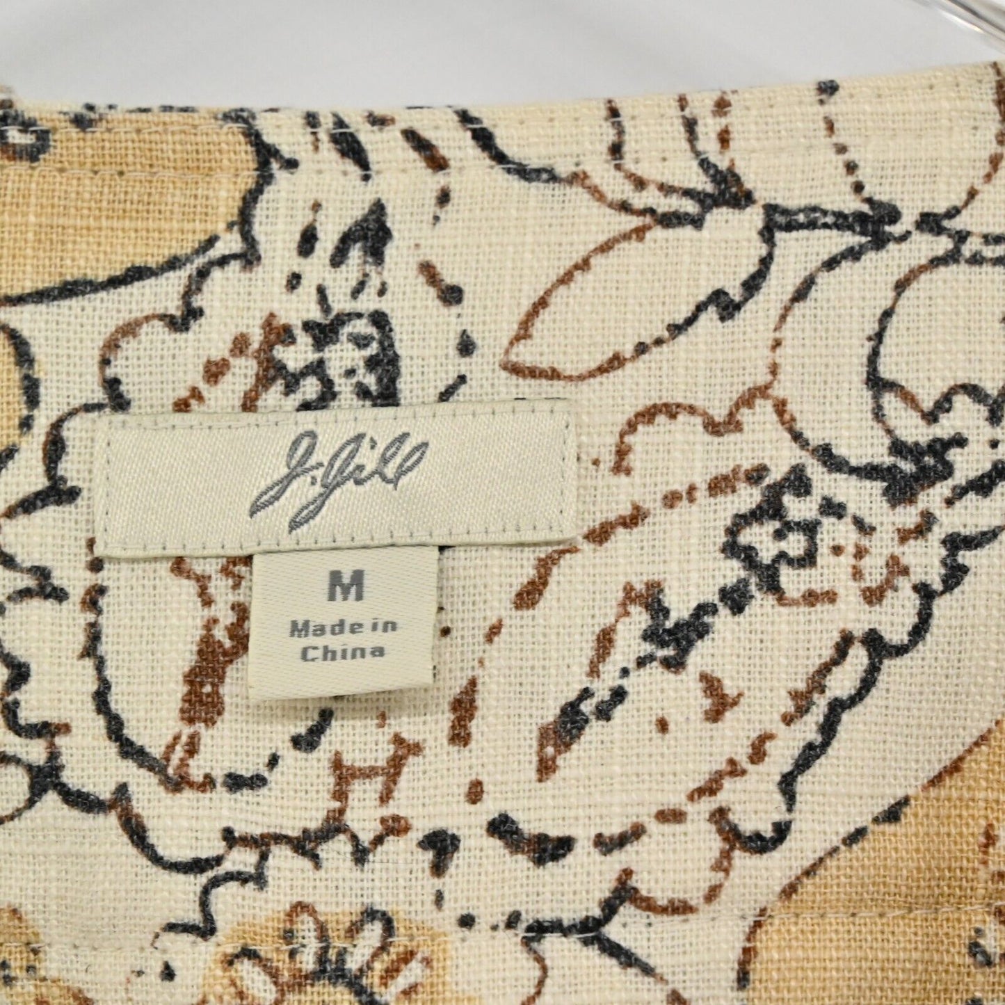 J JILL Jacket Womens Sz M Linen Floral Paisley Neutral Minimalist Lagenlook