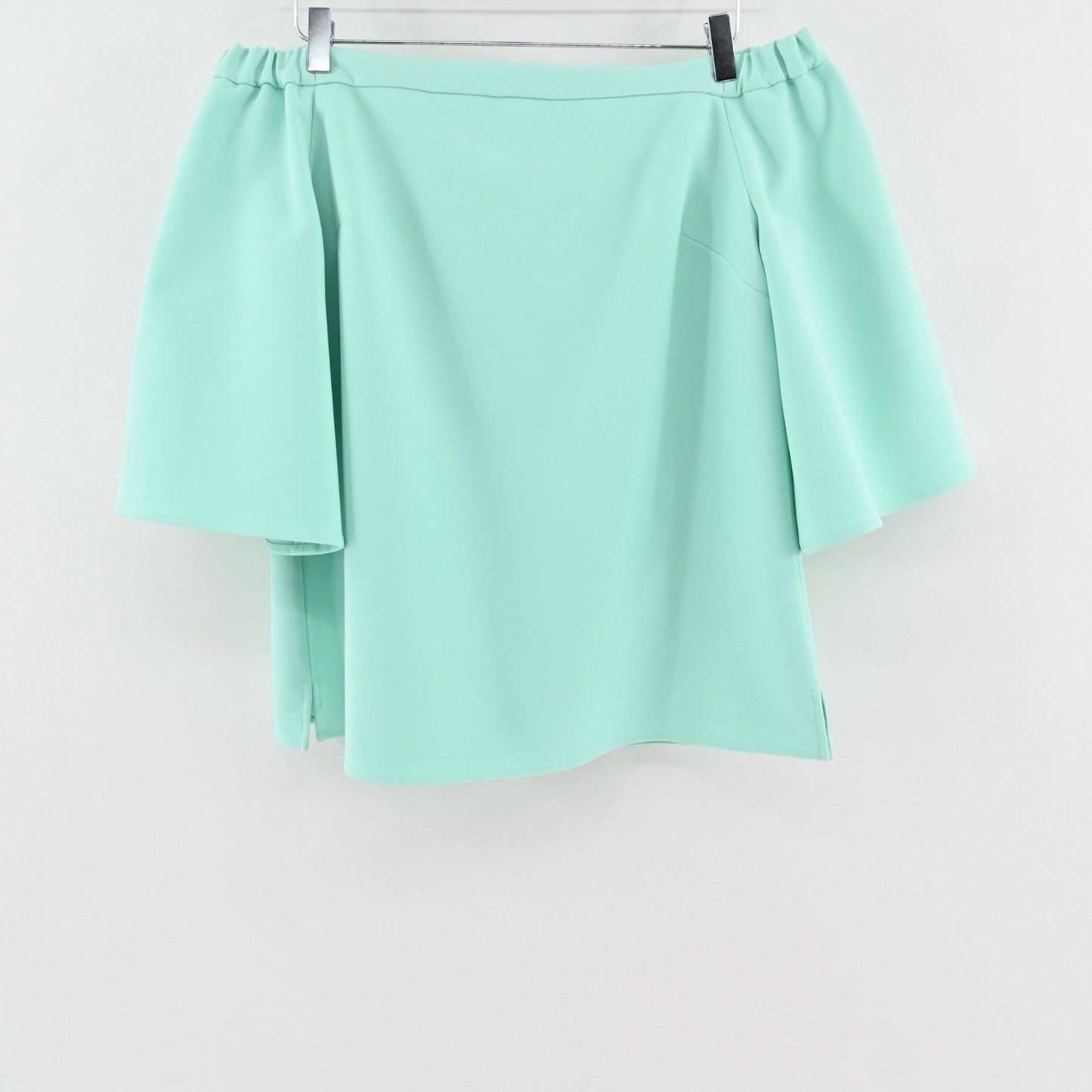 Sail To Sable Womens Off The Shoulder Bell Sleeve Top Sz L Mint Green Retro Boho