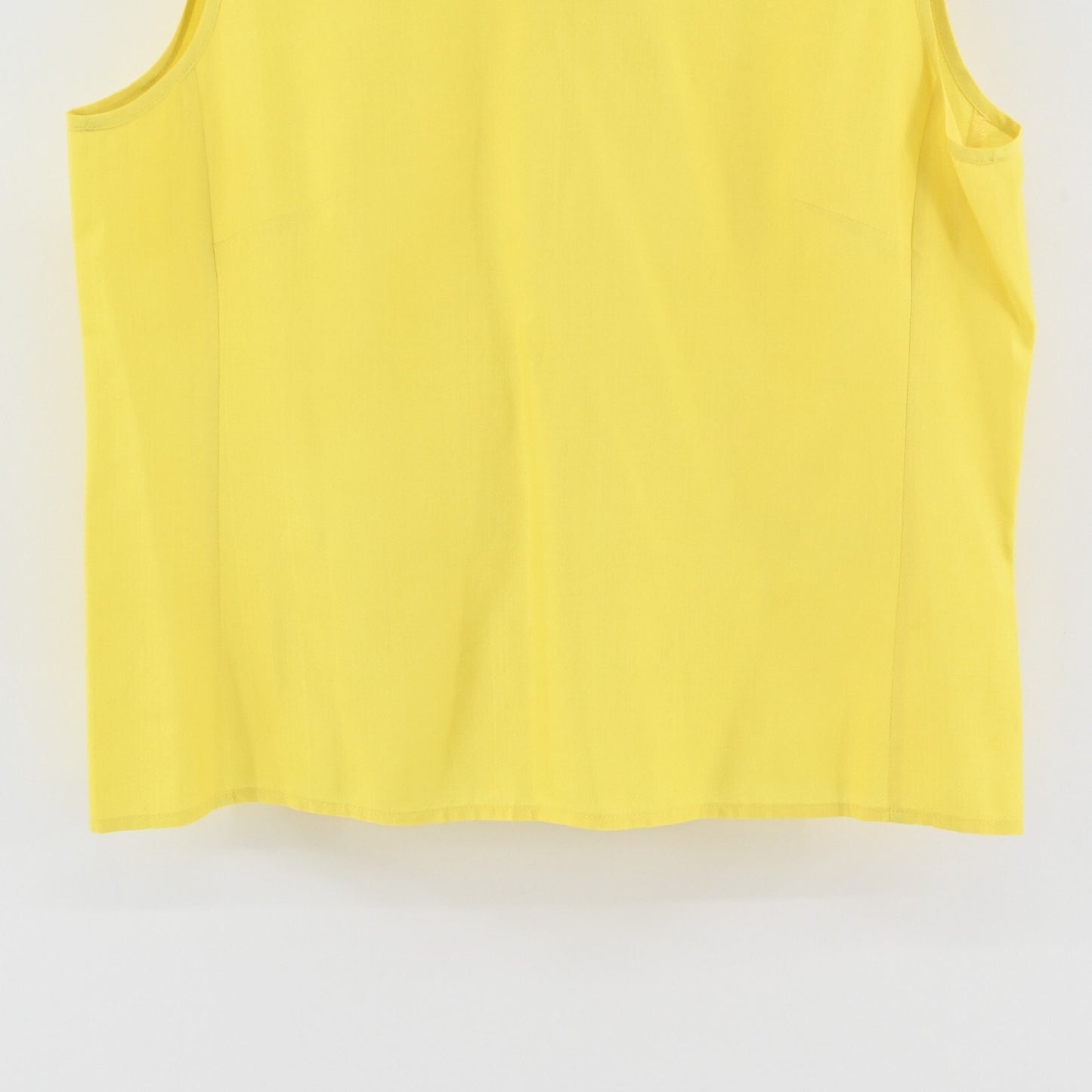 LOUIS FERAUD Womens Silk Top Size XL Yellow Sleeveless Casual Neck Detail Blouse