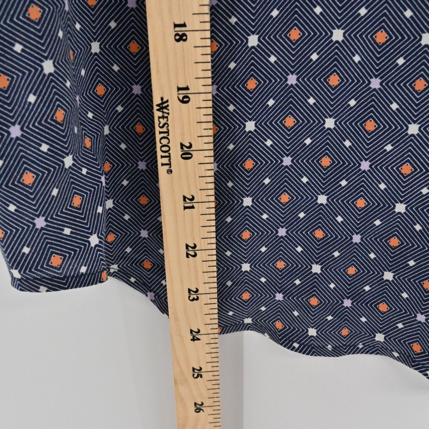 JOIE Top Womens Size XS Blue Geometric Print 100% Silk Ryanna Cap Sleeve VNeck