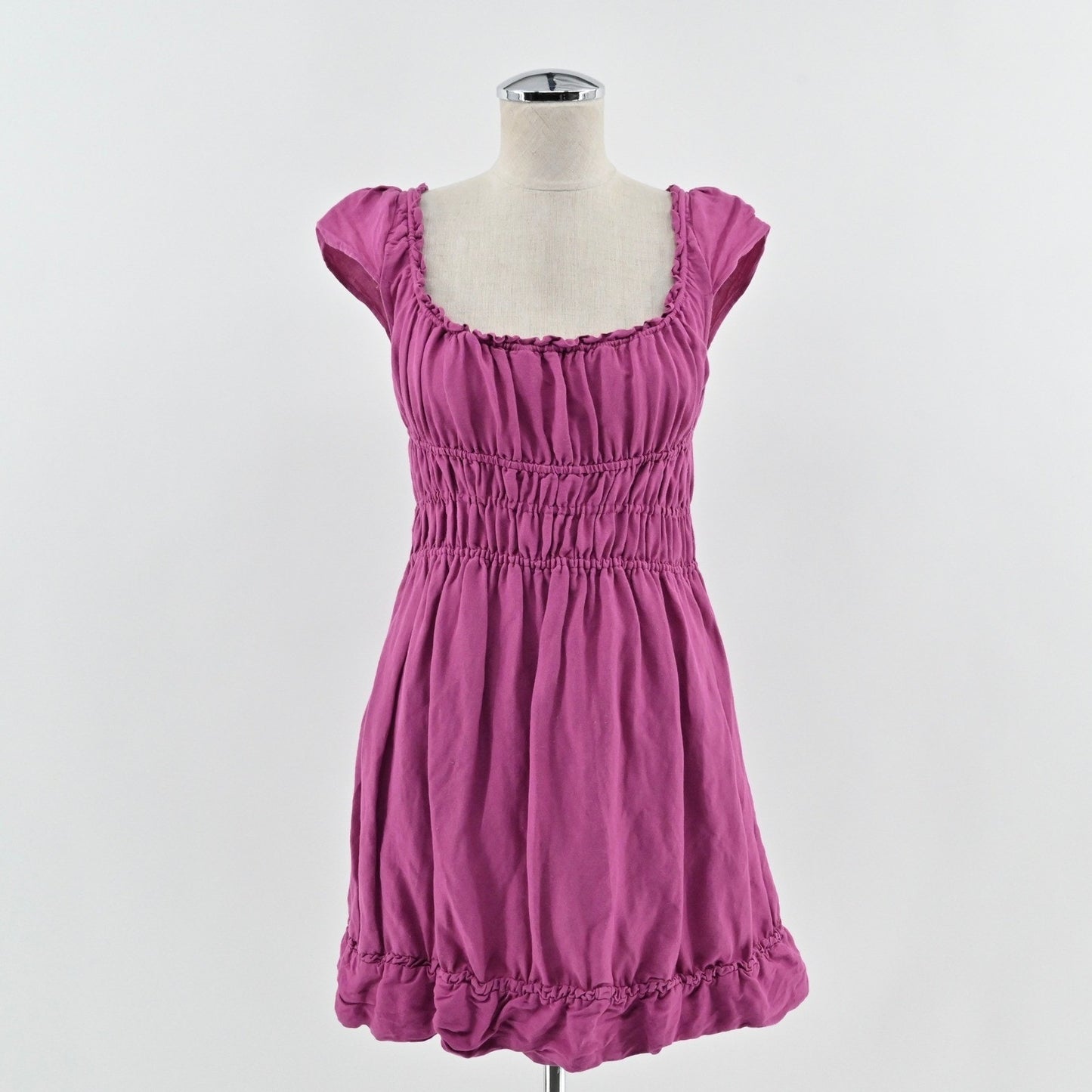 Anthropologie Smocked Waist Mini Dress Dress Size S Linen Tie Back Ruffle Mini