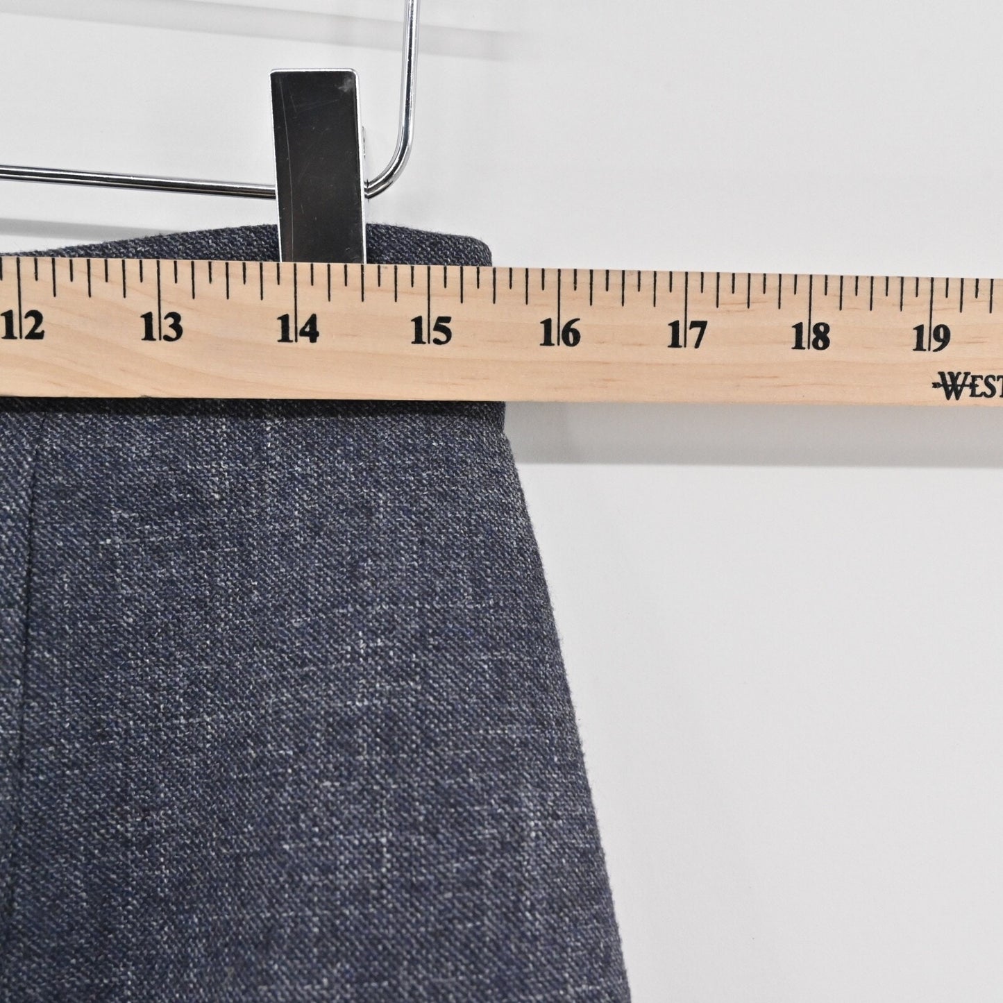 LES COPAINS Skirt Size 46 Blue Wool Silk Linen Stretch Knee Length Pencil Career