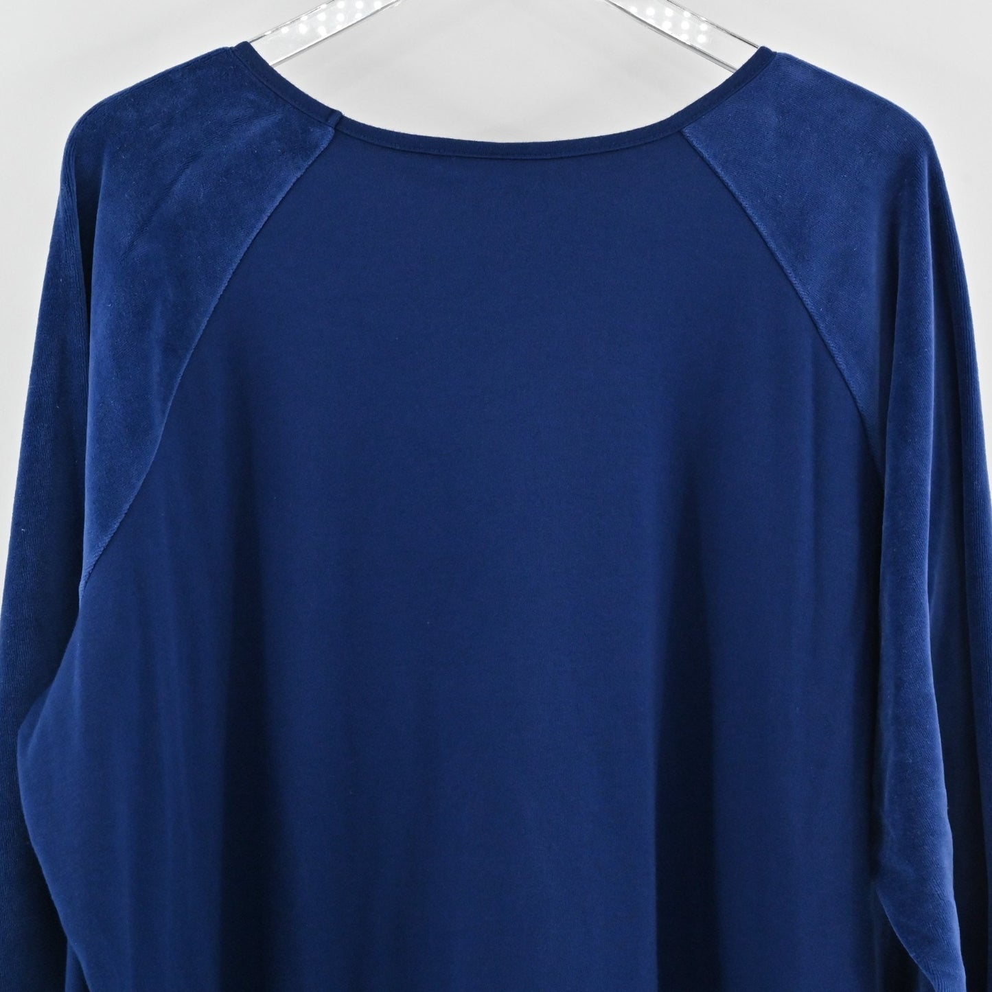 Quacker Factory Womens Velvet Sleeve Rhinestone Top Sz 3X Navy Blue Long Sleeve