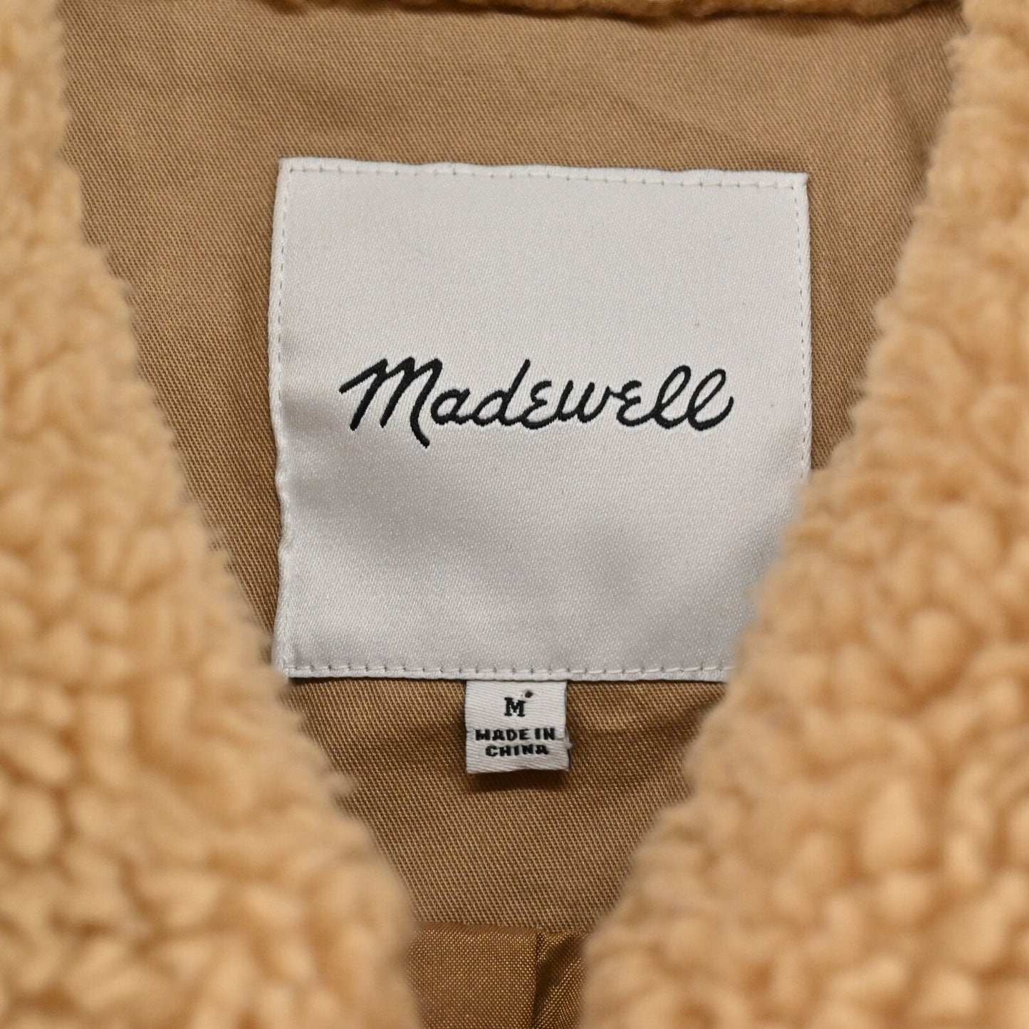 Madewell Portland Sherpa Camel Jacket Women M Faux Fur Button Front Teddy Coat
