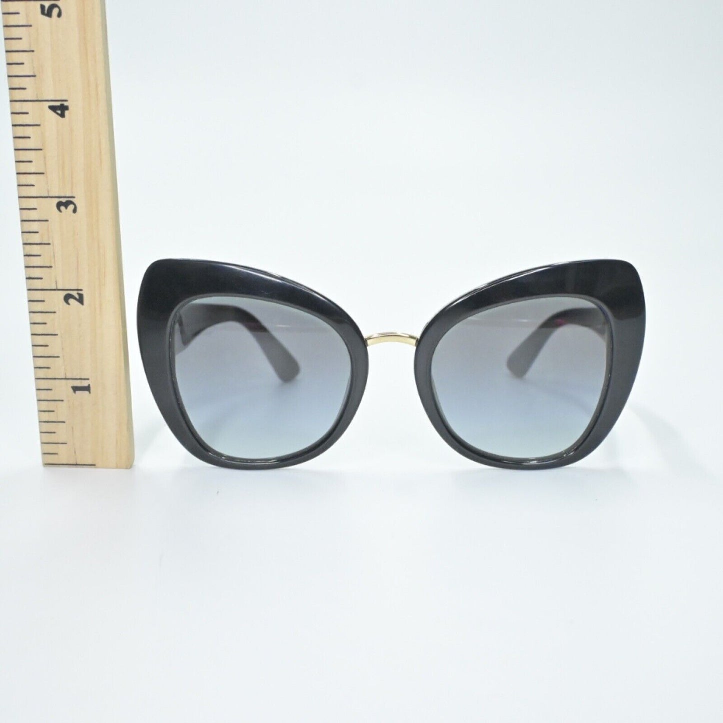 DOLCE GABBANA Sunglasses Black Butterfly Cat Eye Case Gold Metal Bridge Italy