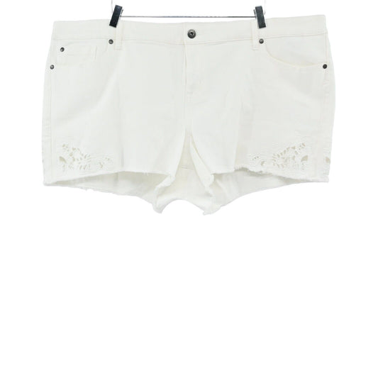 TORRID Shorts Womens Sz 26 Cutout Embroidery Skinny Vintage Stretch White Denim