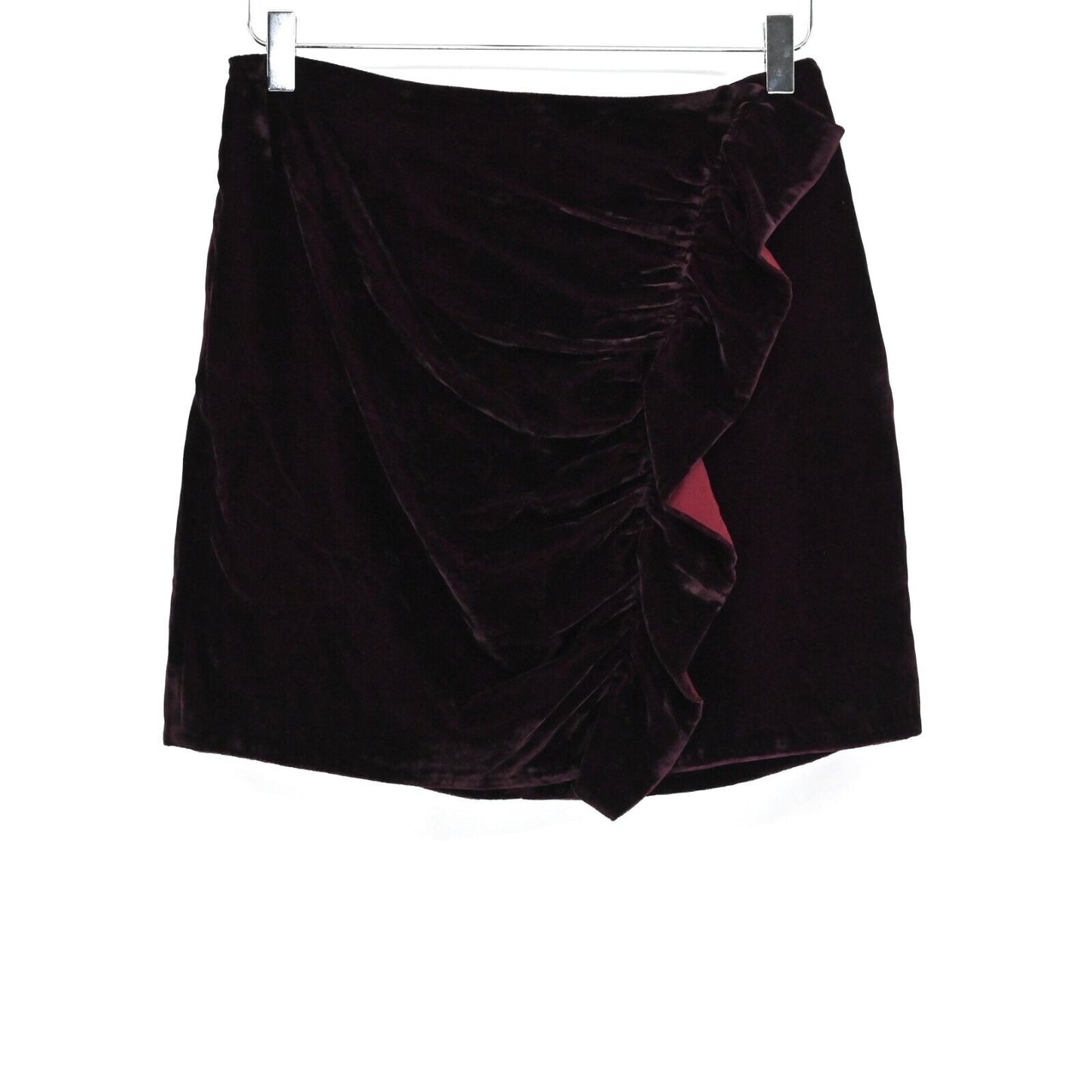 LOVERS FRIENDS Skirt Womens Size M Lisa Velvet Maroon Ruffle Holiday Party NEW