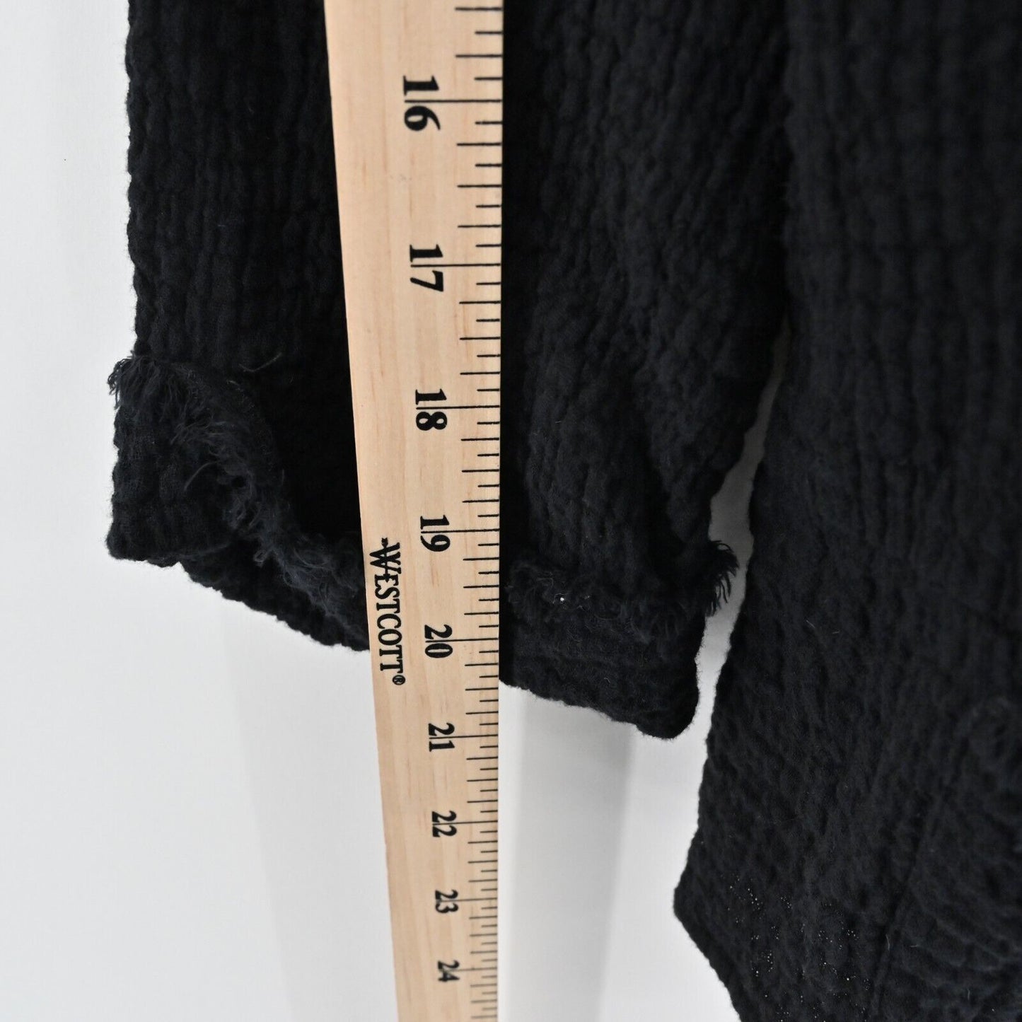 HABITAT Top Womens Sz S Black Center Seam Cotton Raw Hem Gauze Fabric Lagenlook