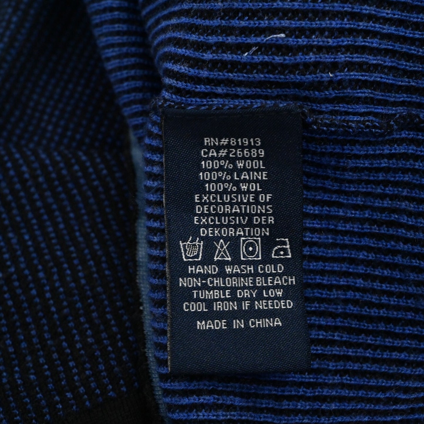 ROBERT GRAHAM Mens Blue Quarter Zip Sweater Sz XL Wool Waffle Knit Pullover Mock