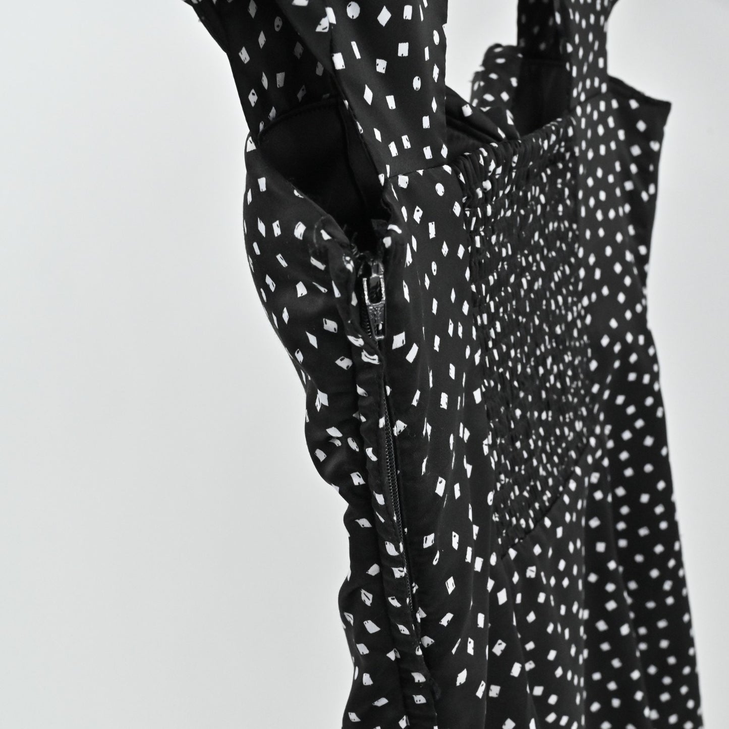 Vtg Y2k Guess Pin Up Dress Size 0 Rockabilly Polka Dot Retro Black White Ruched