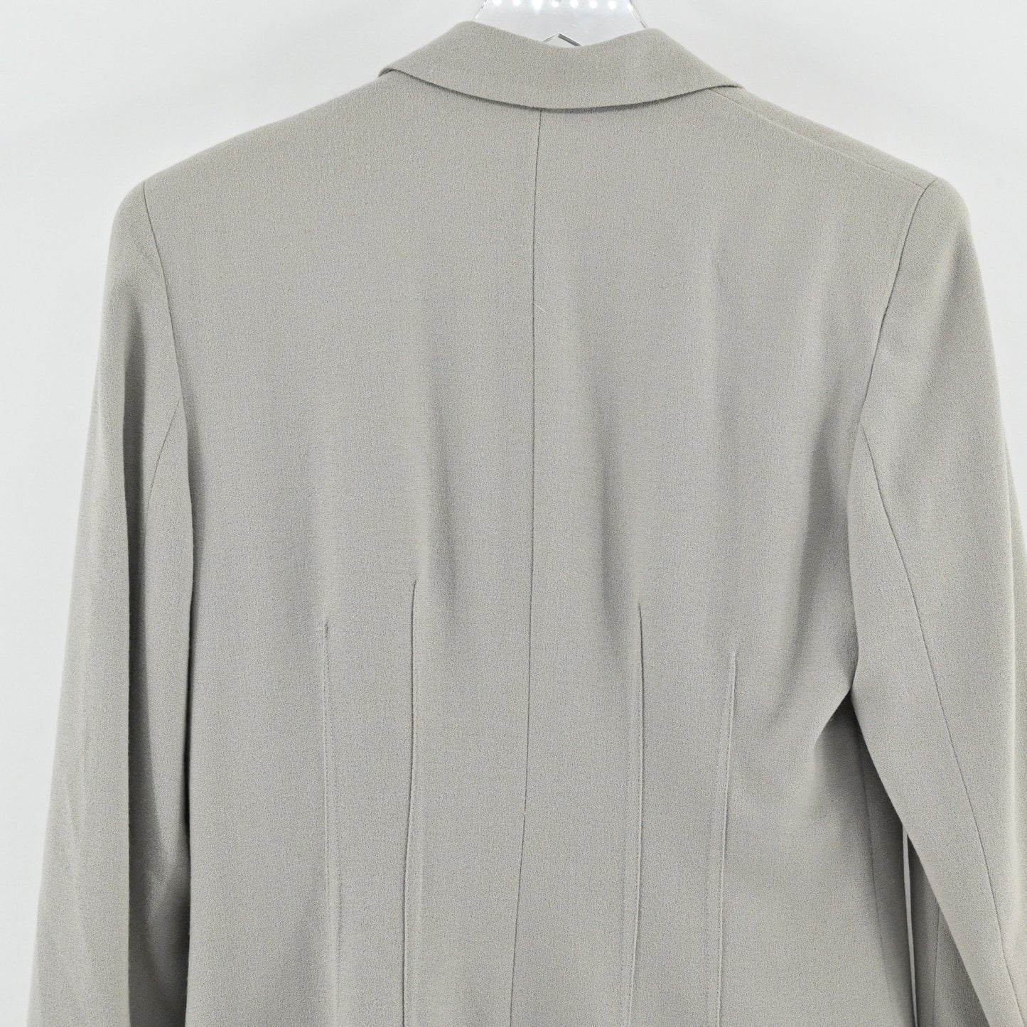 Vtg Cynthia Steffe Womens Wool Blazer Size 6 Gray Longline Jacket Button Front