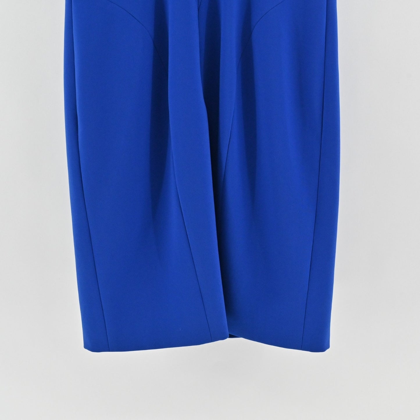 THEIA Blue Cowl Neck Sheath Dress Size 10 Sleeveless Stretch Classic Office