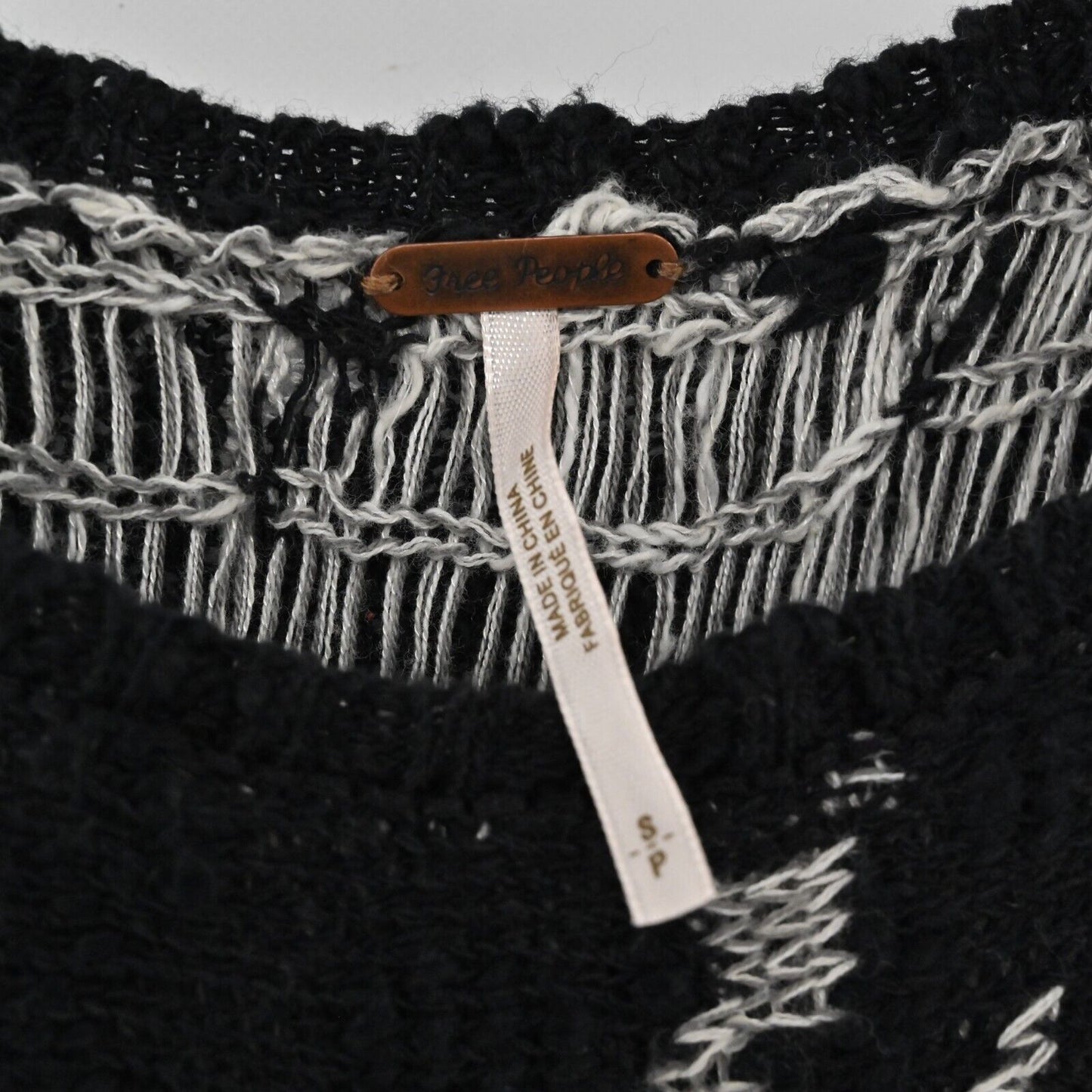 FREE PEOPLE Sweater Tank Womens Size S Side by Side Peplum Knit Black Combo Boho