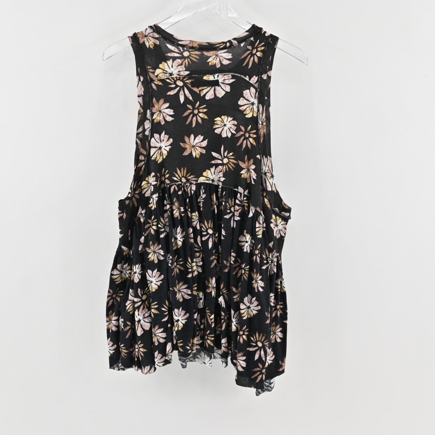 Free People Womens Madison Top Size XS Dark Floral Sleeveless Baby Doll Tiered