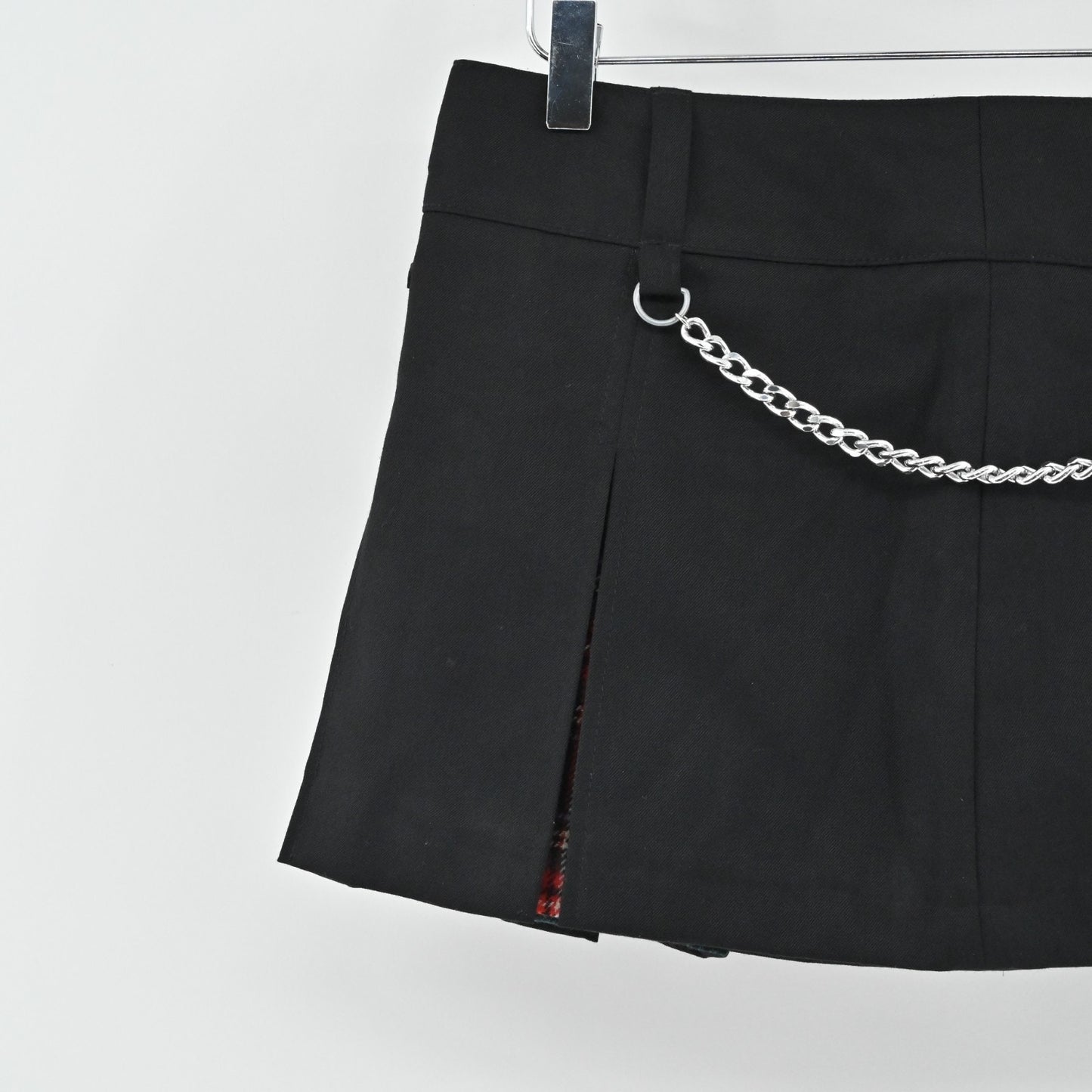 Vtg Y2k Killah by Miss Sixty Pleated Mini Skirt Size L Black Chain Low Rise Edgy