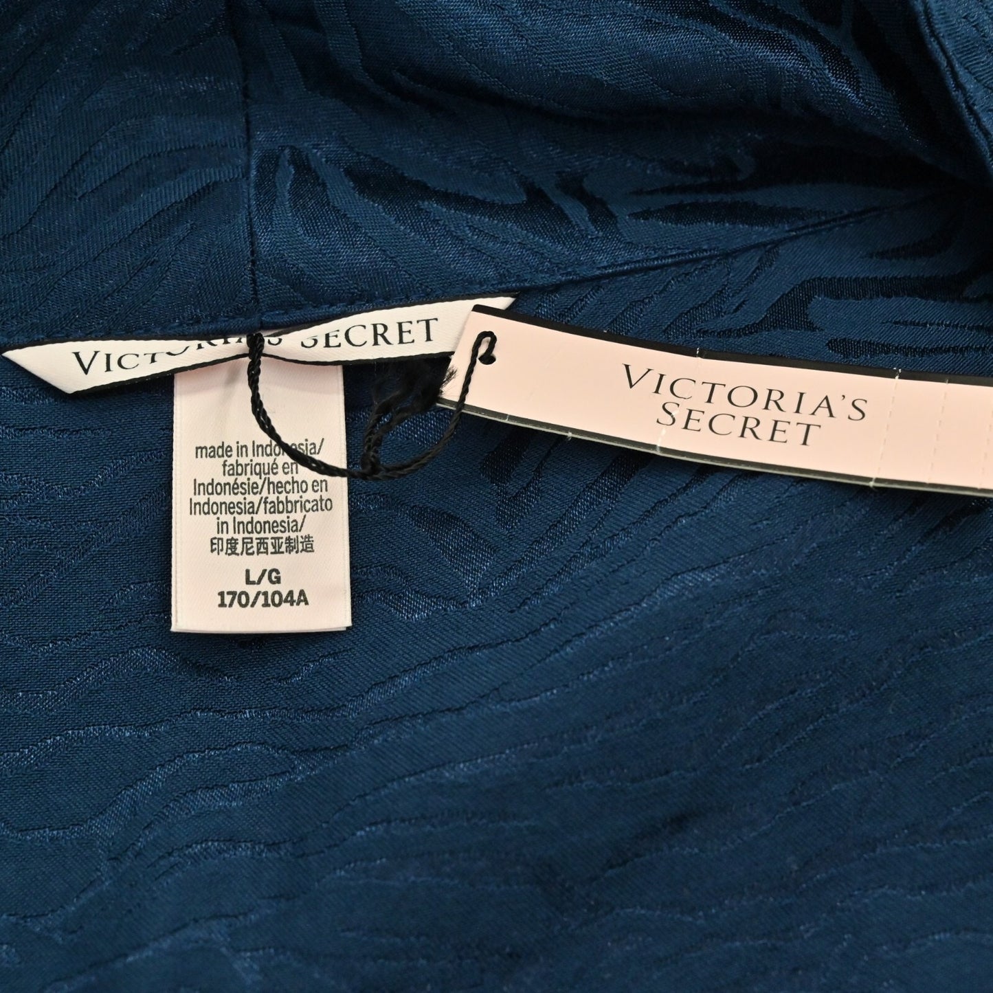VICTORIAS SECRET Playsuit Sz L Zebra Ensign Blue Day Night Plunge Loungewear NEW
