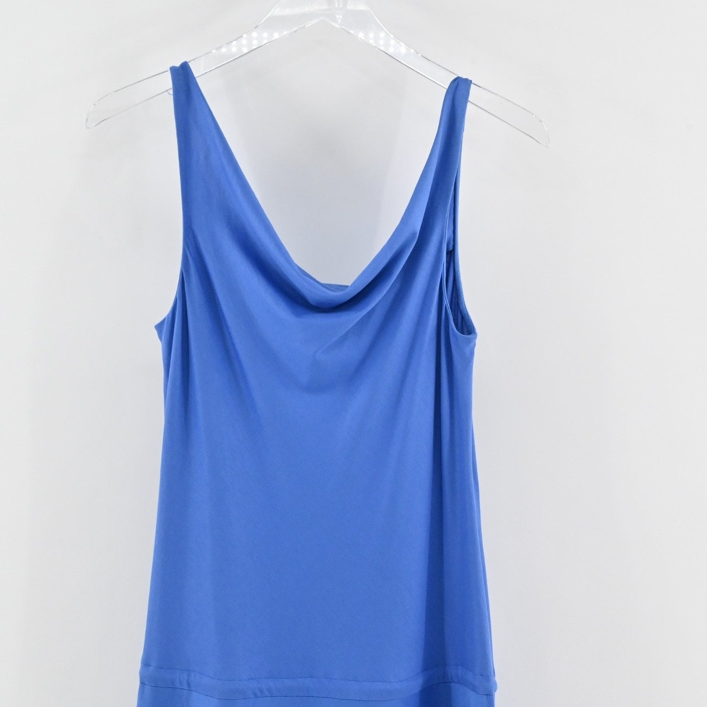 DIANE VON FURSTENBERG Tadd Maxi Dress Sz 6 Blue Silk Cotton Sleeveless Cowl Neck