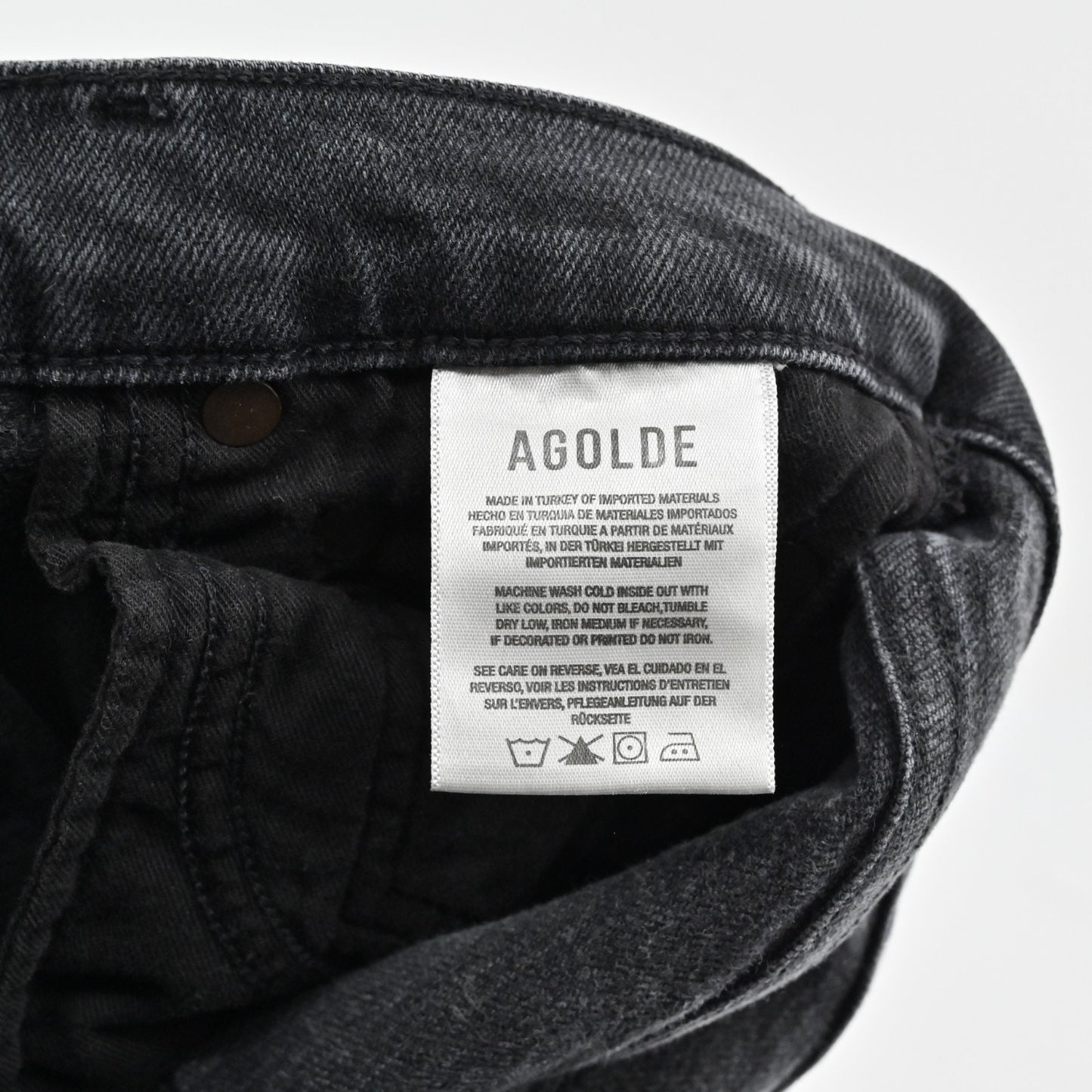 AGOLDE Womens Nico Jeans Size 25 High Rise Slim Casette Black Distressed Denim