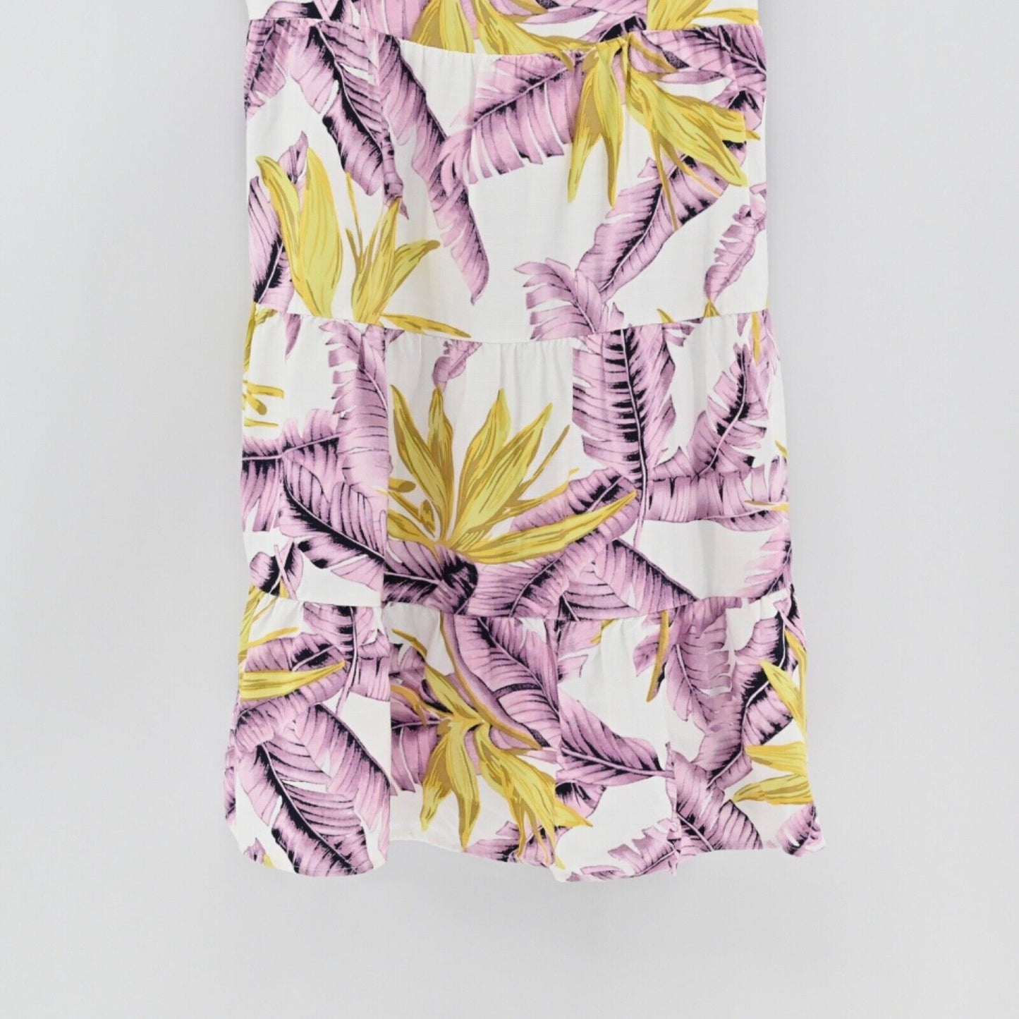 LOFT Dress Womens Size 10 Paradise Tiered Ruffle Mini Tank Square Neck Tropical