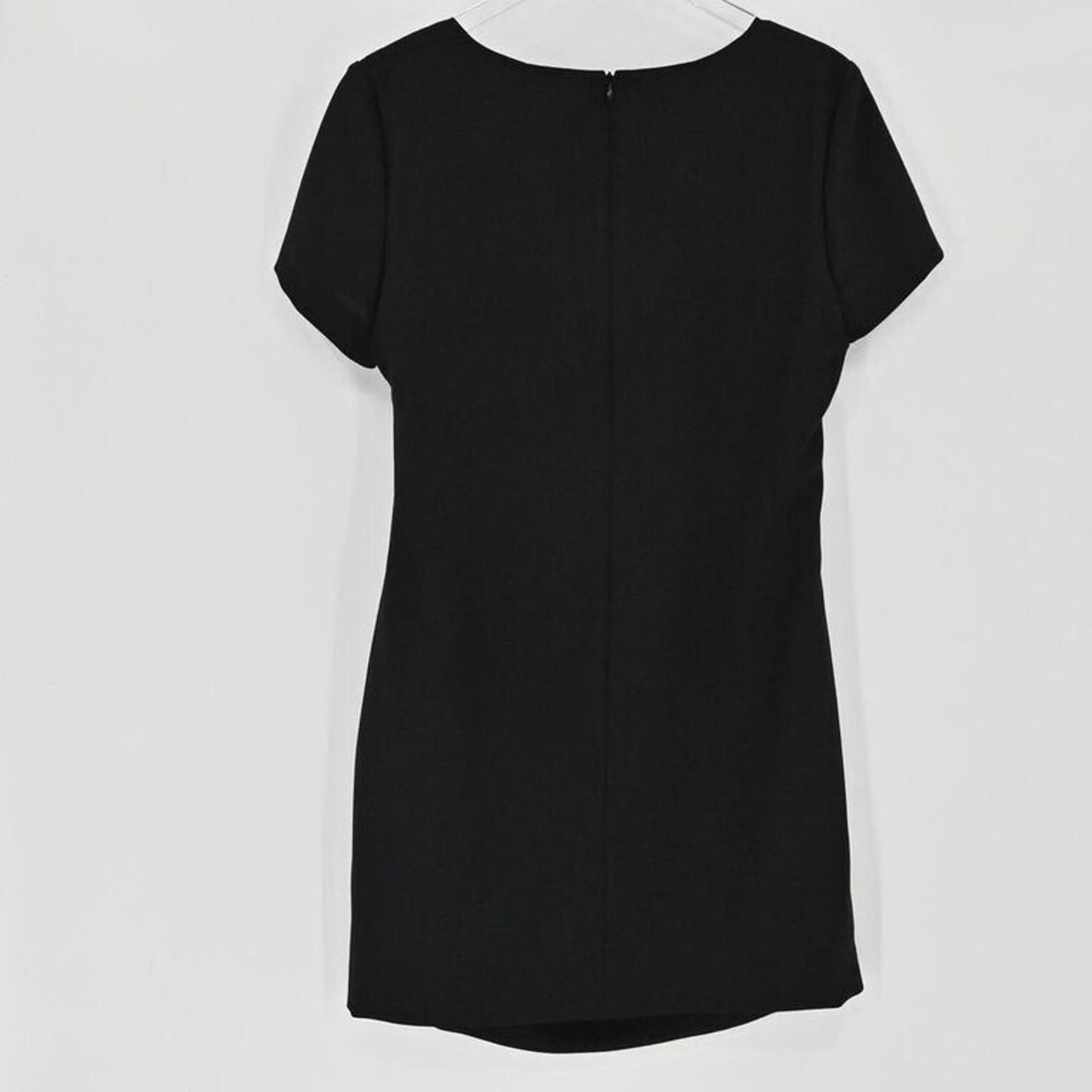 Vtg ESCADA Dress Womens Size 12 Black Virgin Wool Square Neck Ruched Twee Retro