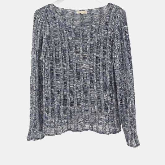 EILEEN FISHER Womens Blue Knit Sweater Size PL Wonder Ladder Pullover Boatneck