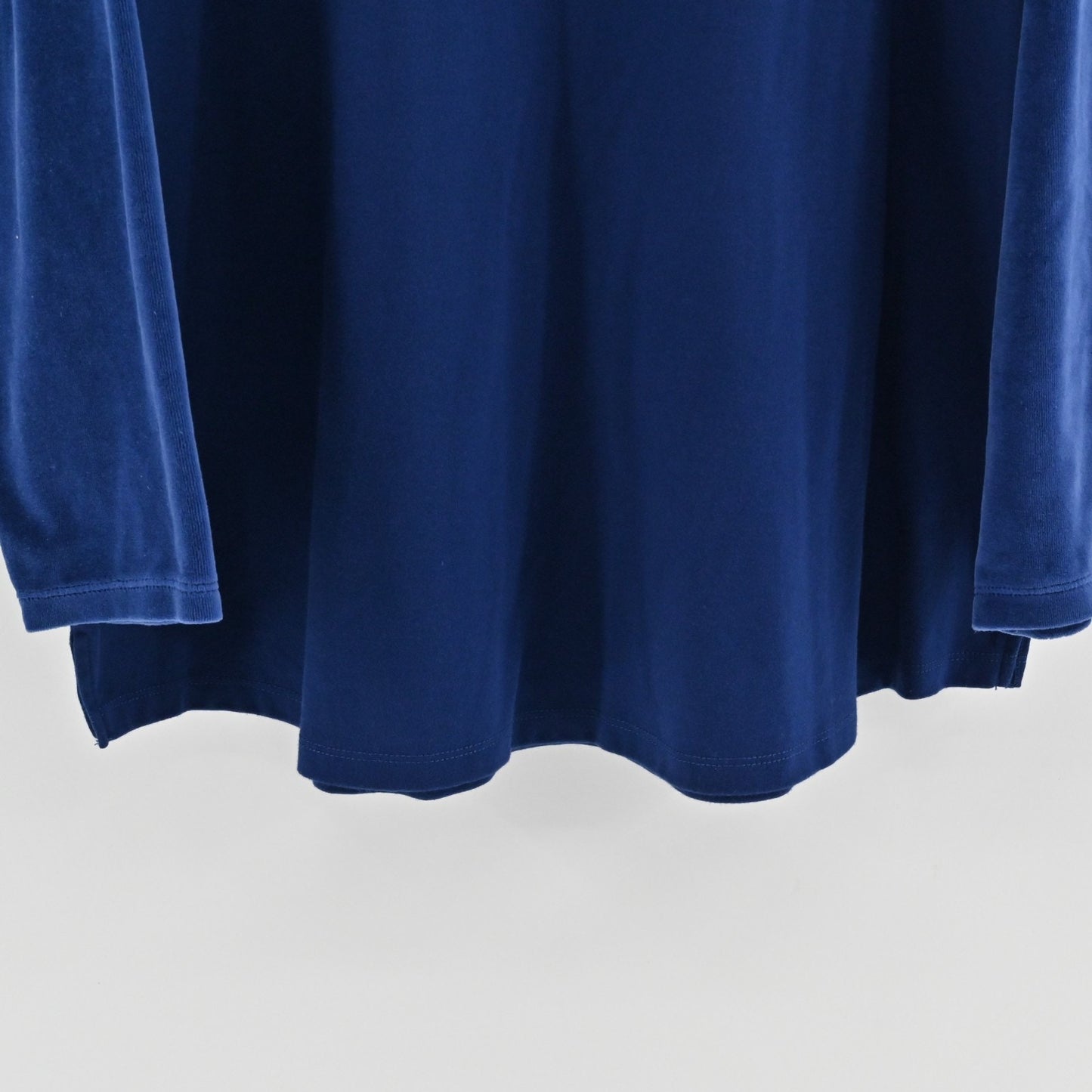 Quacker Factory Womens Velvet Sleeve Rhinestone Top Sz 3X Navy Blue Long Sleeve