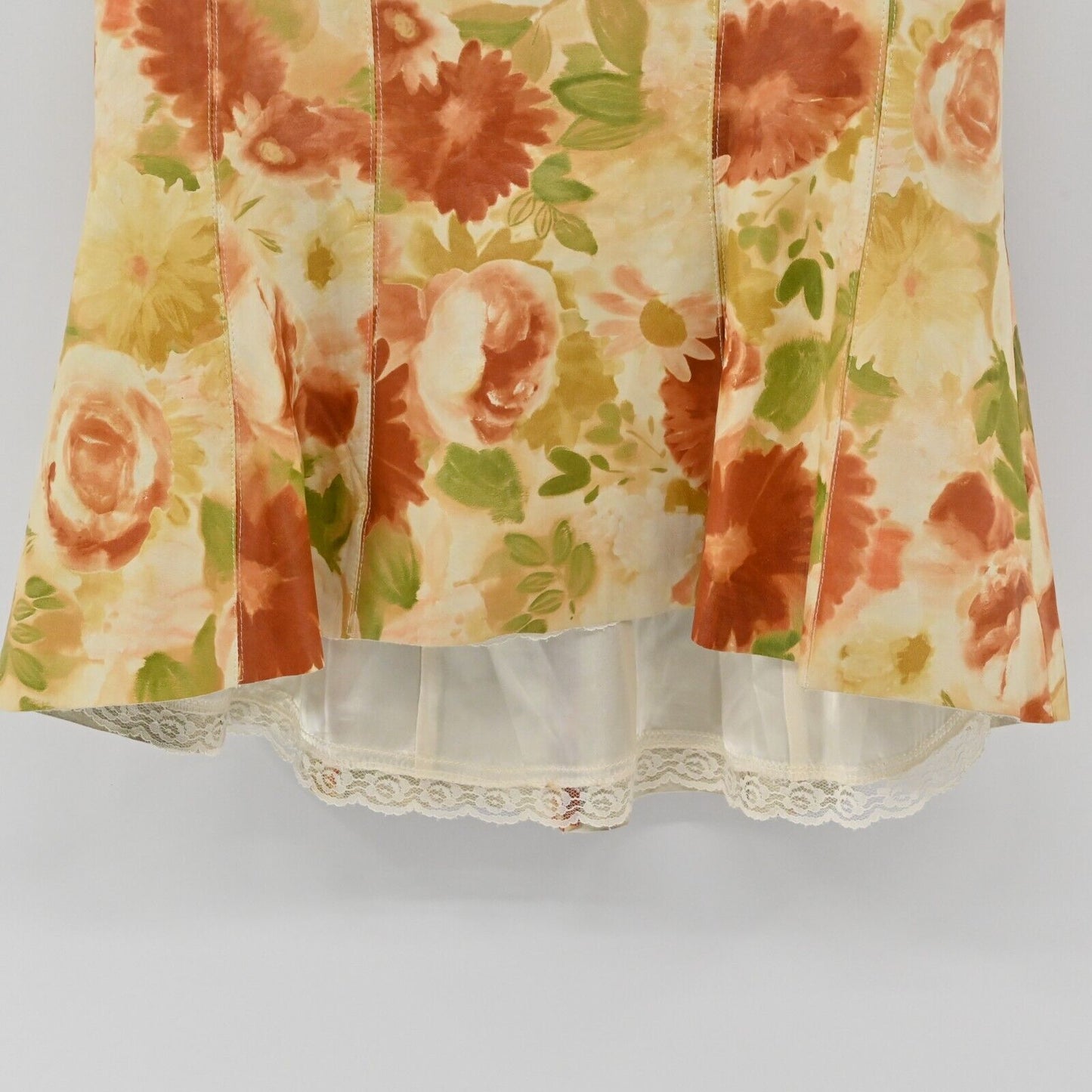 IZZY CAMILLERI Skirt Womens Sz 4 Leather Floral Print Lace Lined Retro Capsule