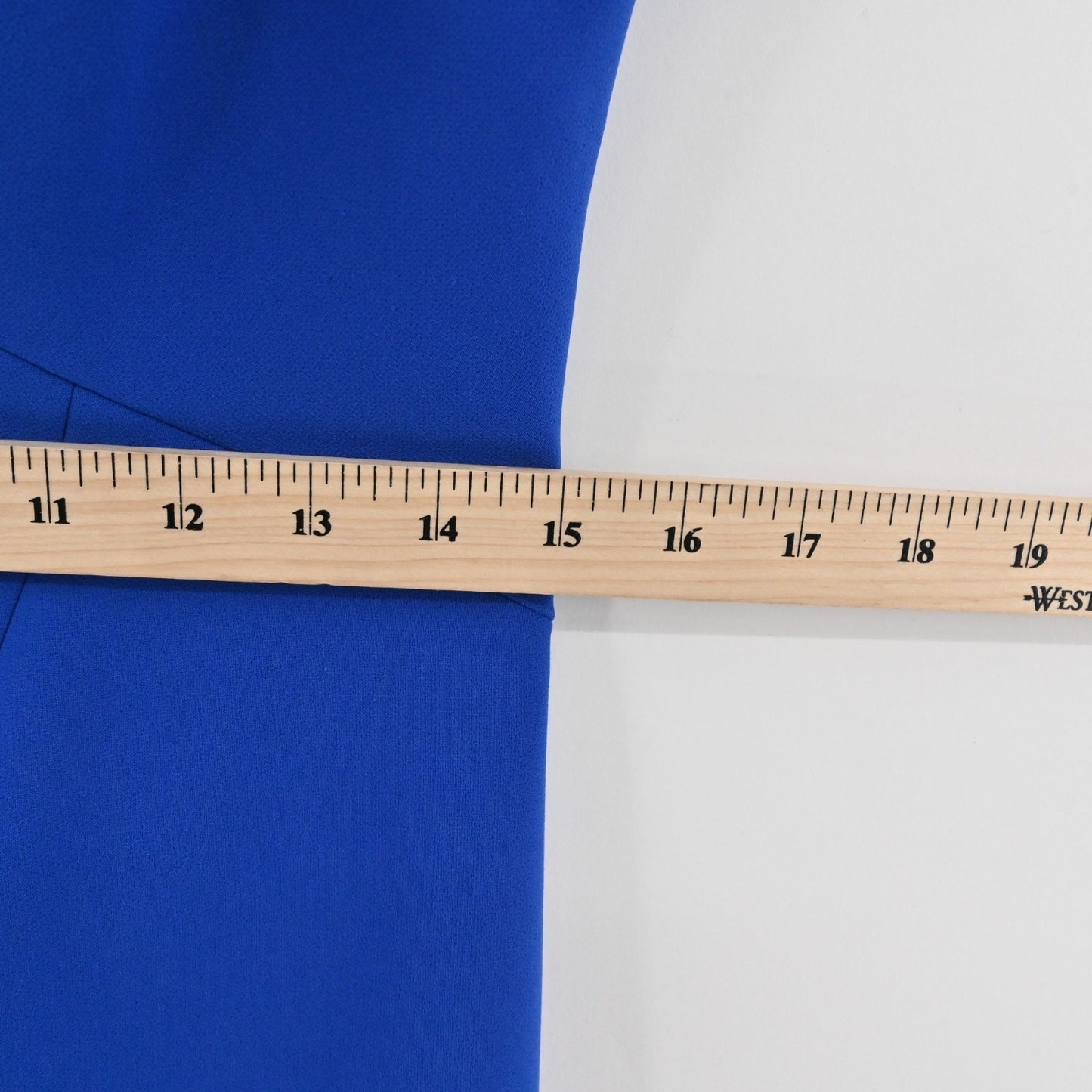 THEIA Blue Cowl Neck Sheath Dress Size 10 Sleeveless Stretch Classic Office