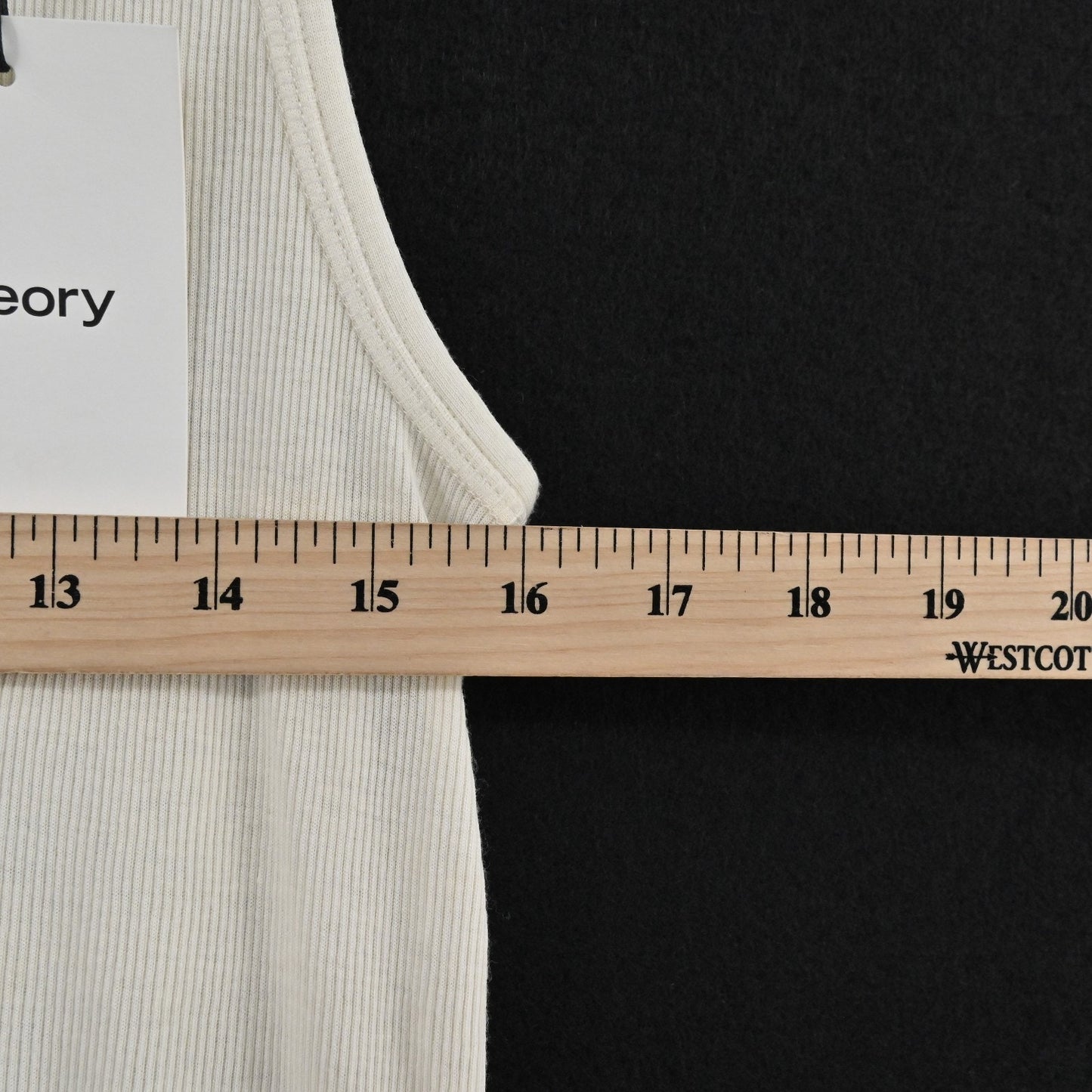 Theory Womens Ribbed Racerback Tank Top Size S Ivory Cotton Minimalist Neutral