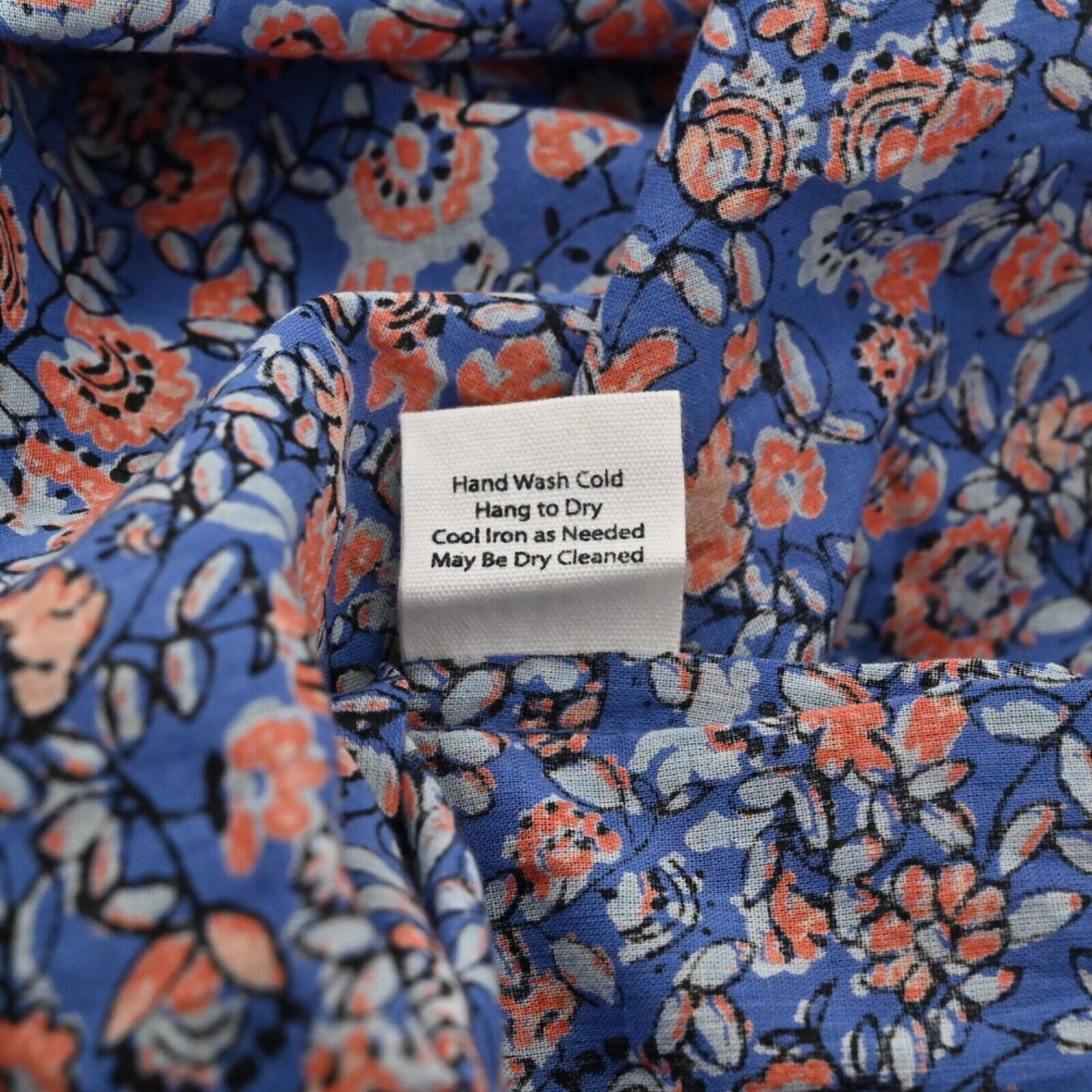 GEN HAPPY Energy Blouse Womens Size S Blue Floral 100% Cotton Embroidered Boho
